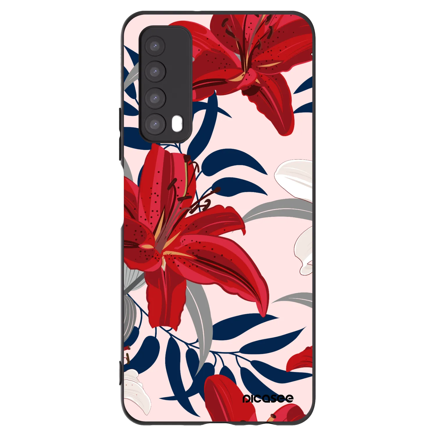 Picasee Huawei P Smart 2021 Hülle - Schwarzes Silikon - Red Lily