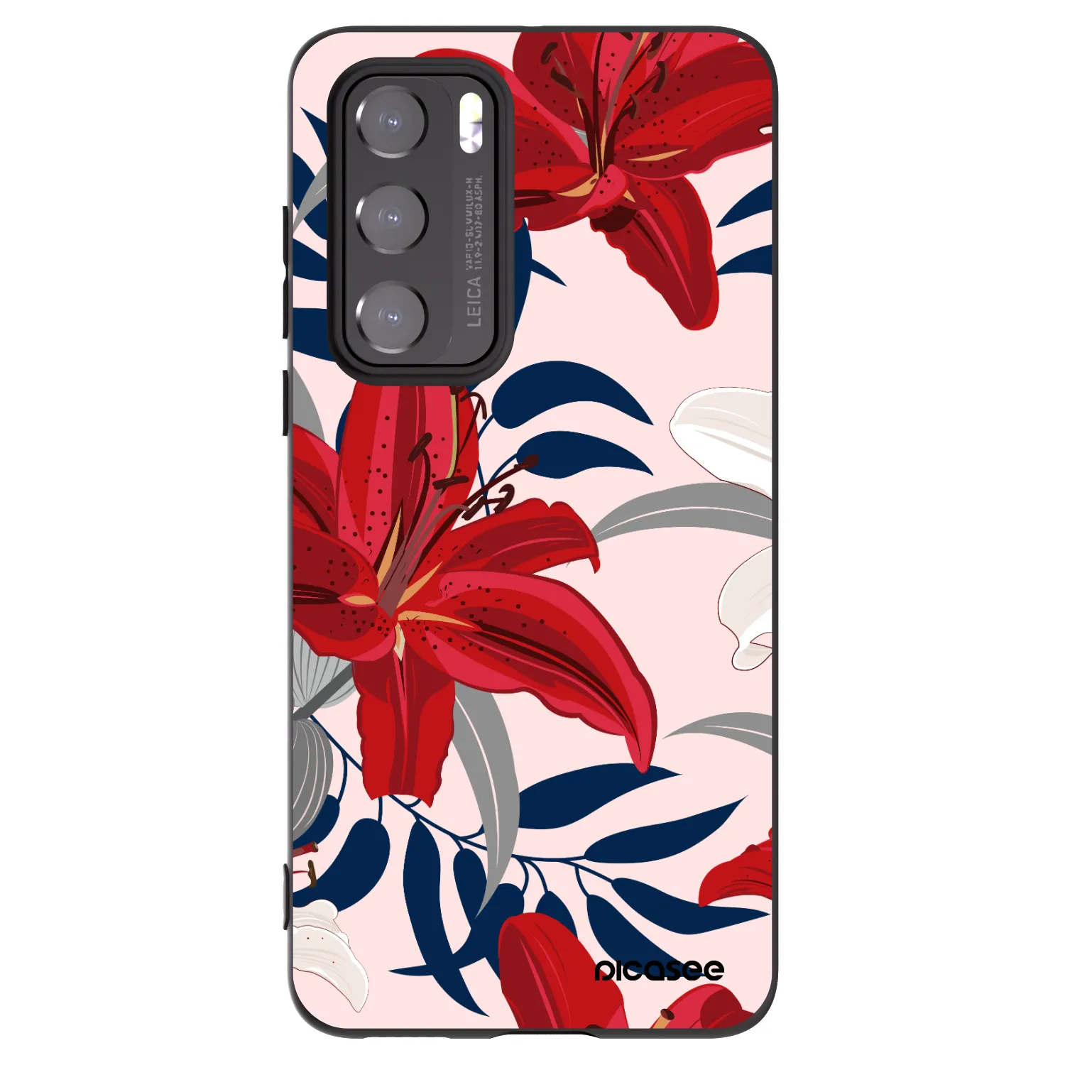 Picasee Huawei P40 Hülle - Schwarzes Silikon - Red Lily