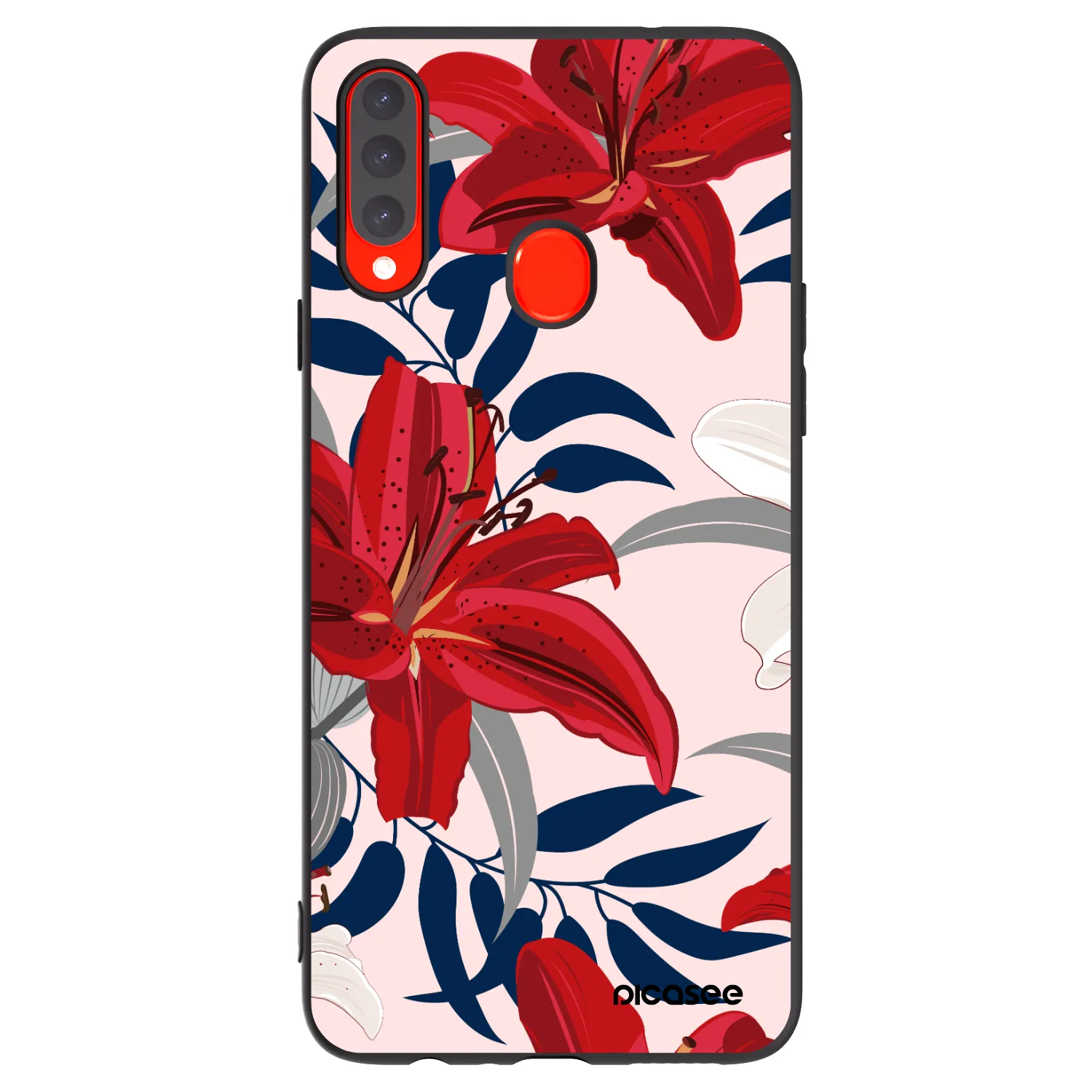 Picasee Samsung Galaxy A20s Hülle - Schwarzes Silikon - Red Lily