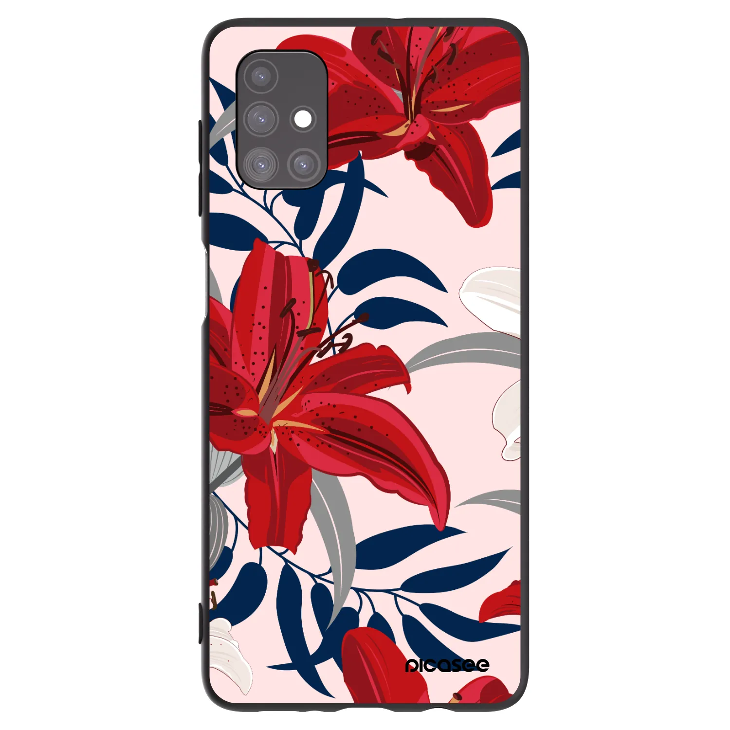 Picasee Samsung Galaxy M51 M515F Hülle - Schwarzes Silikon - Red Lily