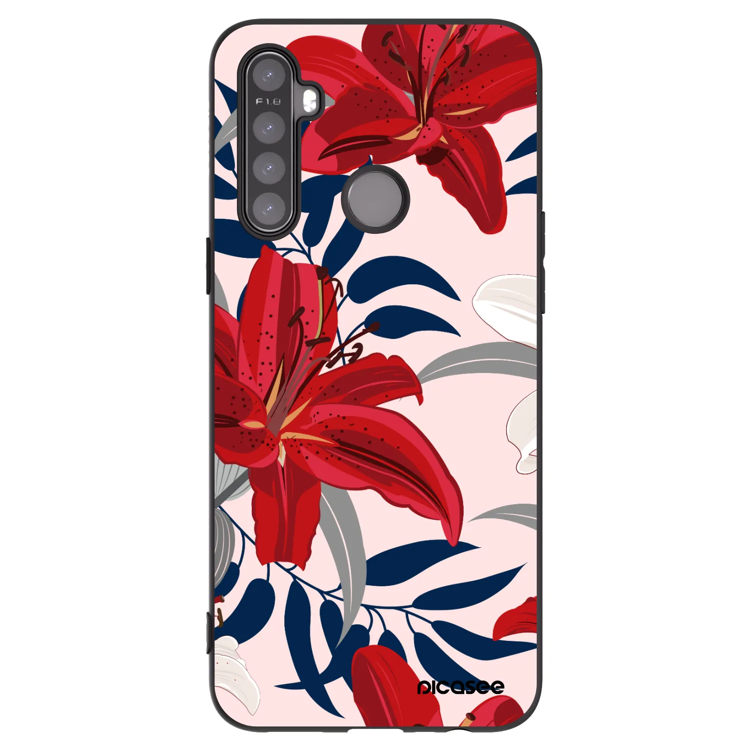 Picasee Realme 6i Hülle - Schwarzes Silikon - Red Lily