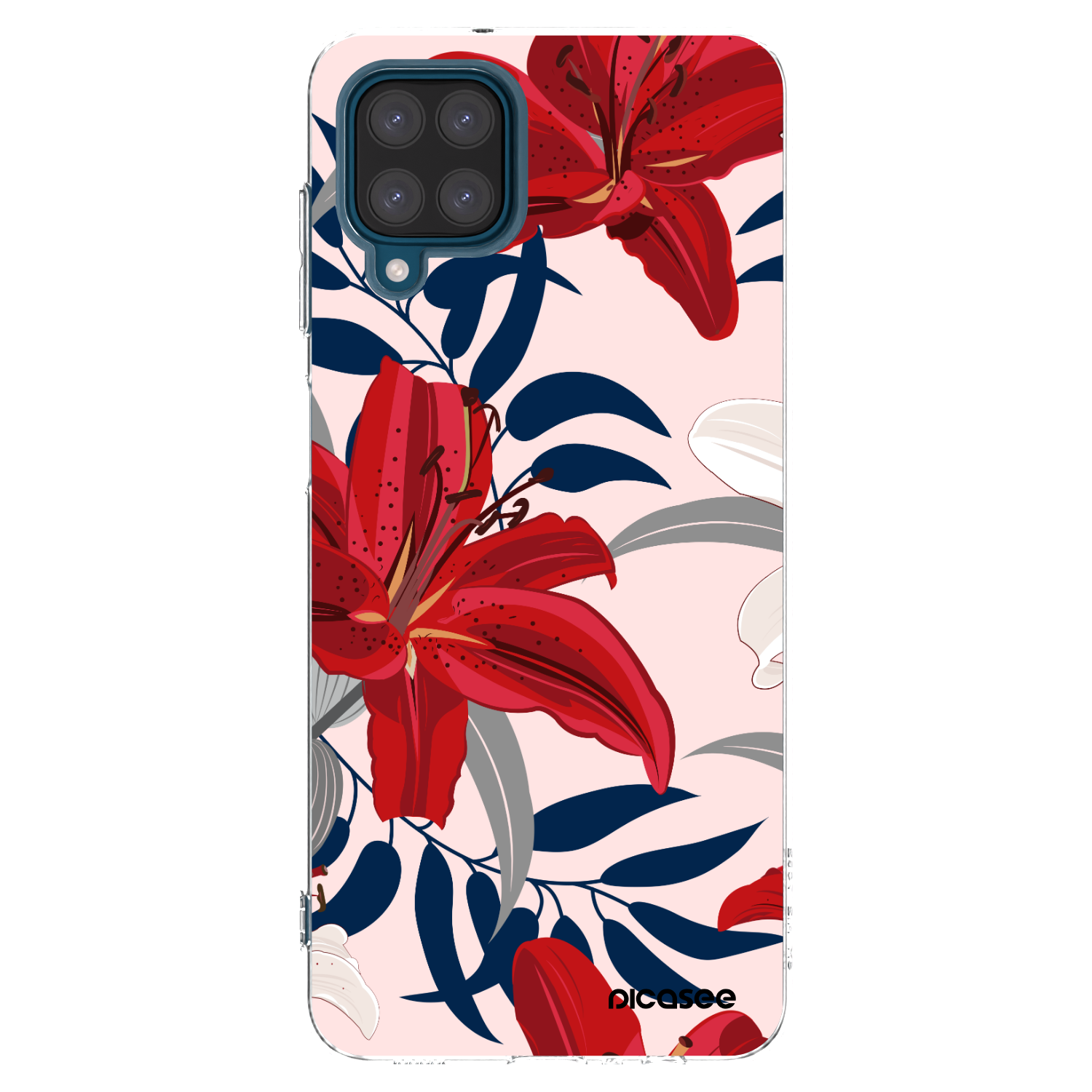 Picasee Samsung Galaxy A12 A125F Hülle - Transparentes Silikon - Red Lily