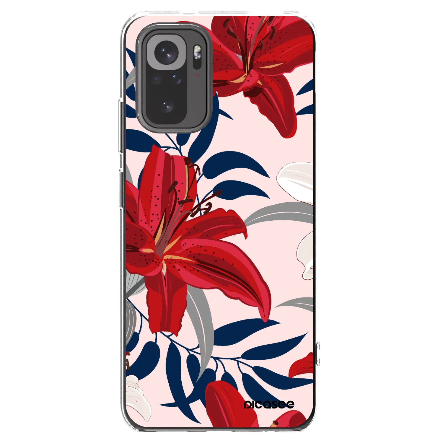 Picasee Xiaomi Redmi Note 10S Hülle - Transparentes Silikon - Red Lily
