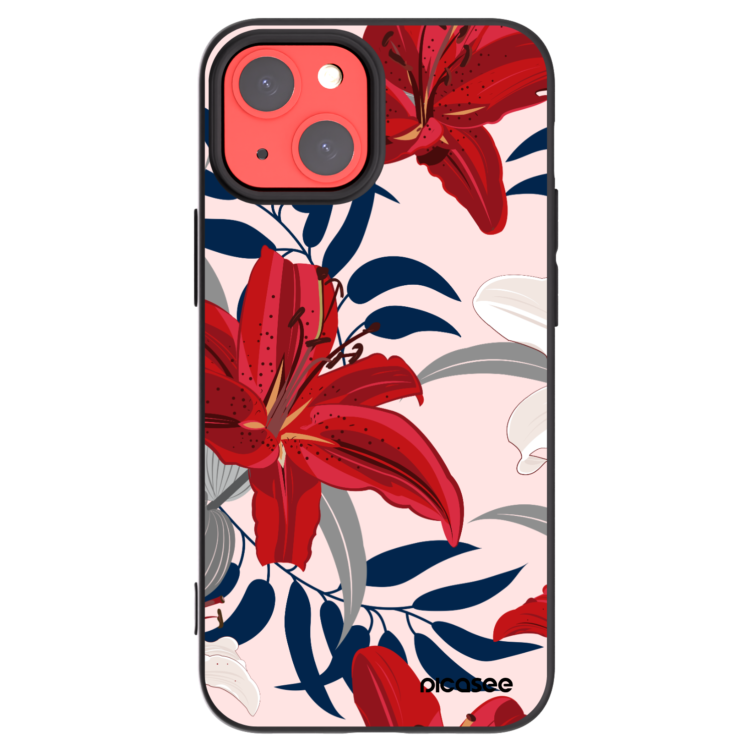 Picasee Apple iPhone 13 mini Hülle - Schwarzes Silikon - Red Lily