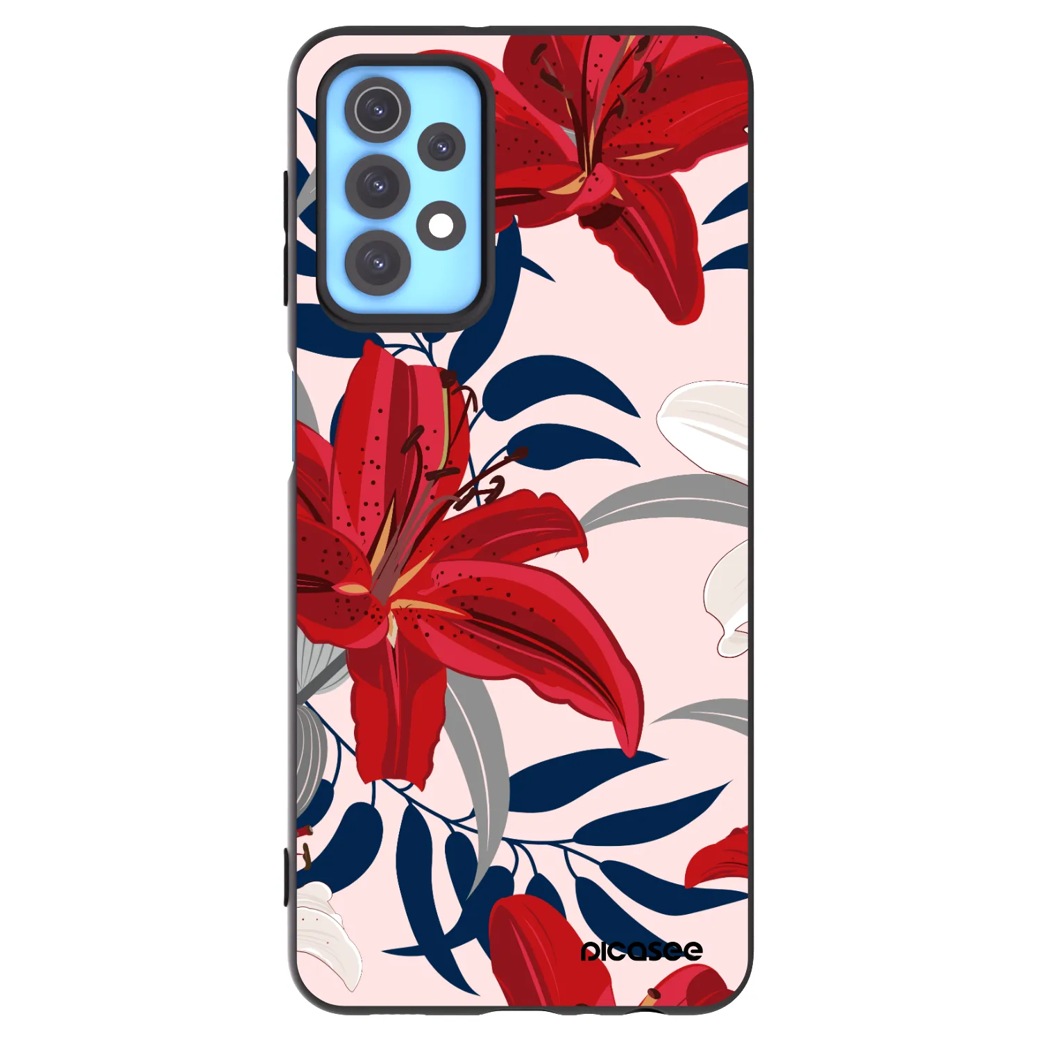 Picasee Samsung Galaxy A32 4G SM-A325F Hülle - Schwarzes Silikon - Red Lily