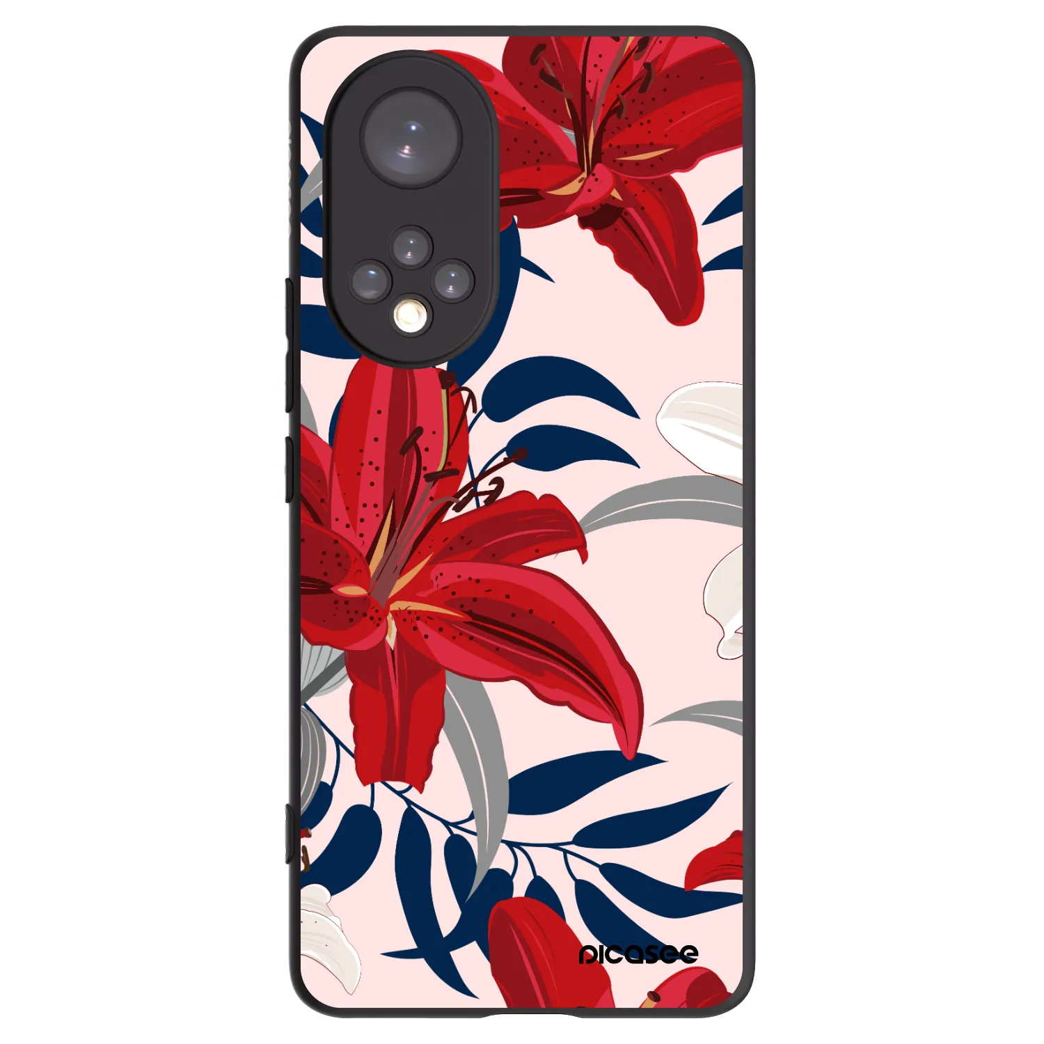 Picasee Huawei Nova 9 Hülle - Schwarzes Silikon - Red Lily