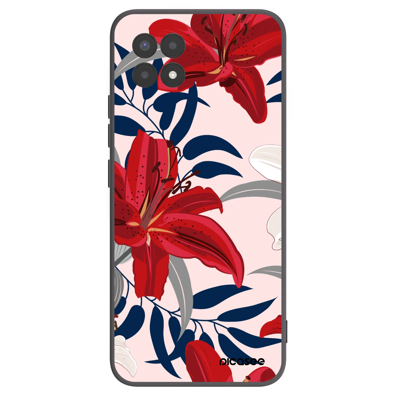 Picasee Realme 8i Hülle - Schwarzes Silikon - Red Lily