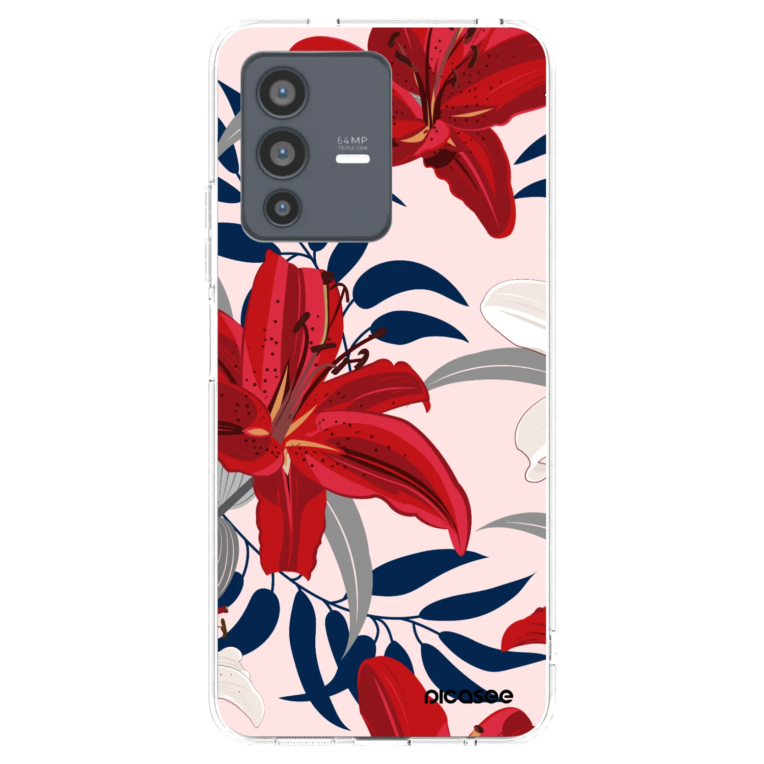 Picasee Vivo V23 5G Hülle - Transparentes Silikon - Red Lily