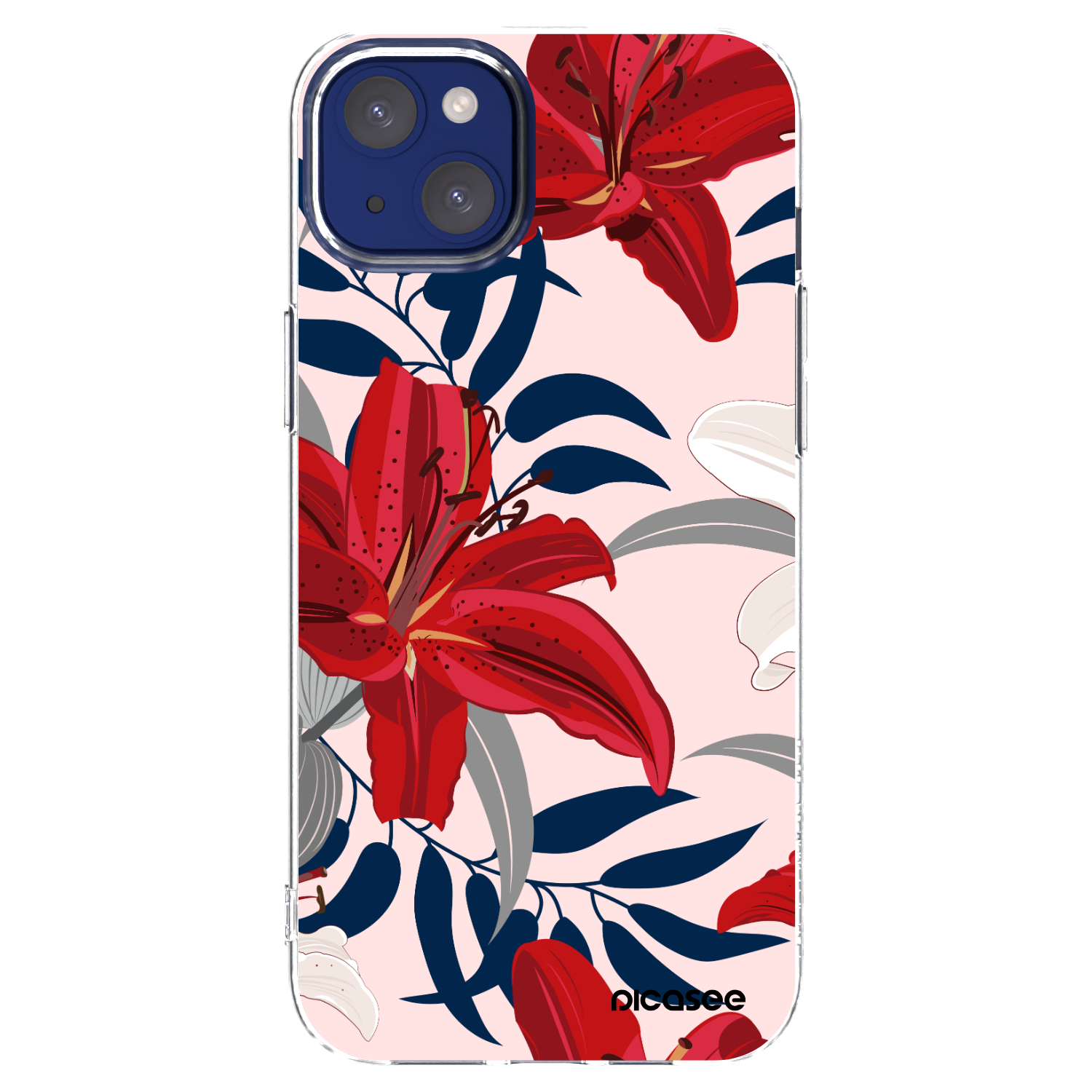 Picasee Apple iPhone 14 Plus Hülle - Transparentes Silikon - Red Lily