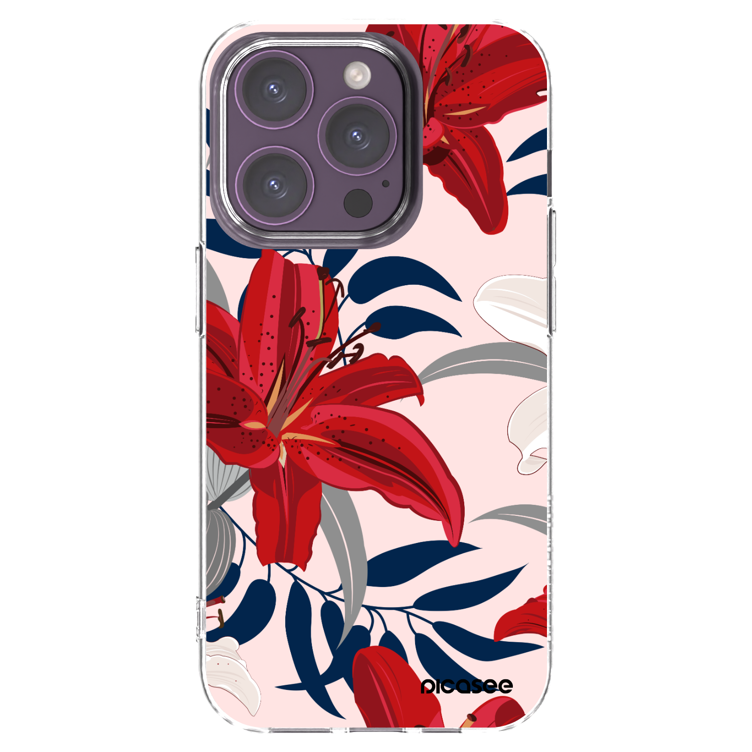 Picasee Apple iPhone 14 Pro Hülle - Transparentes Silikon - Red Lily