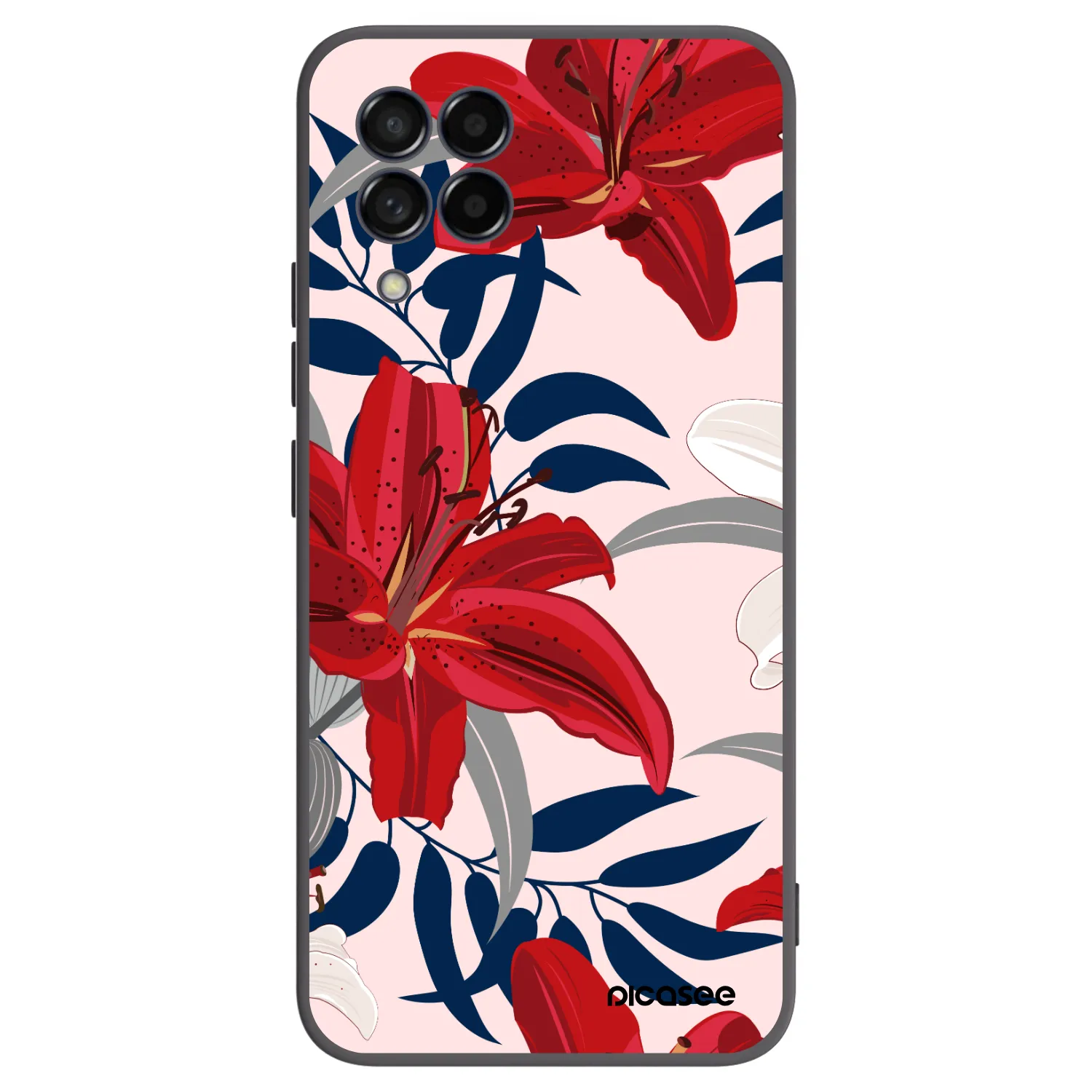Picasee Samsung Galaxy M53 5G Hülle - Schwarzes Silikon - Red Lily