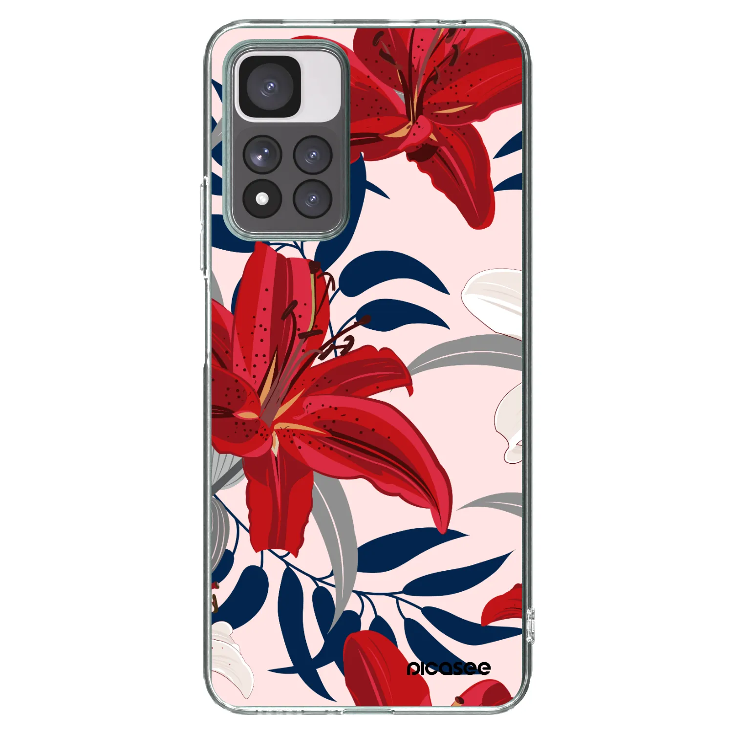 Picasee Xiaomi Redmi Note 11 Pro+ 5G Hülle - Transparentes Silikon - Red Lily