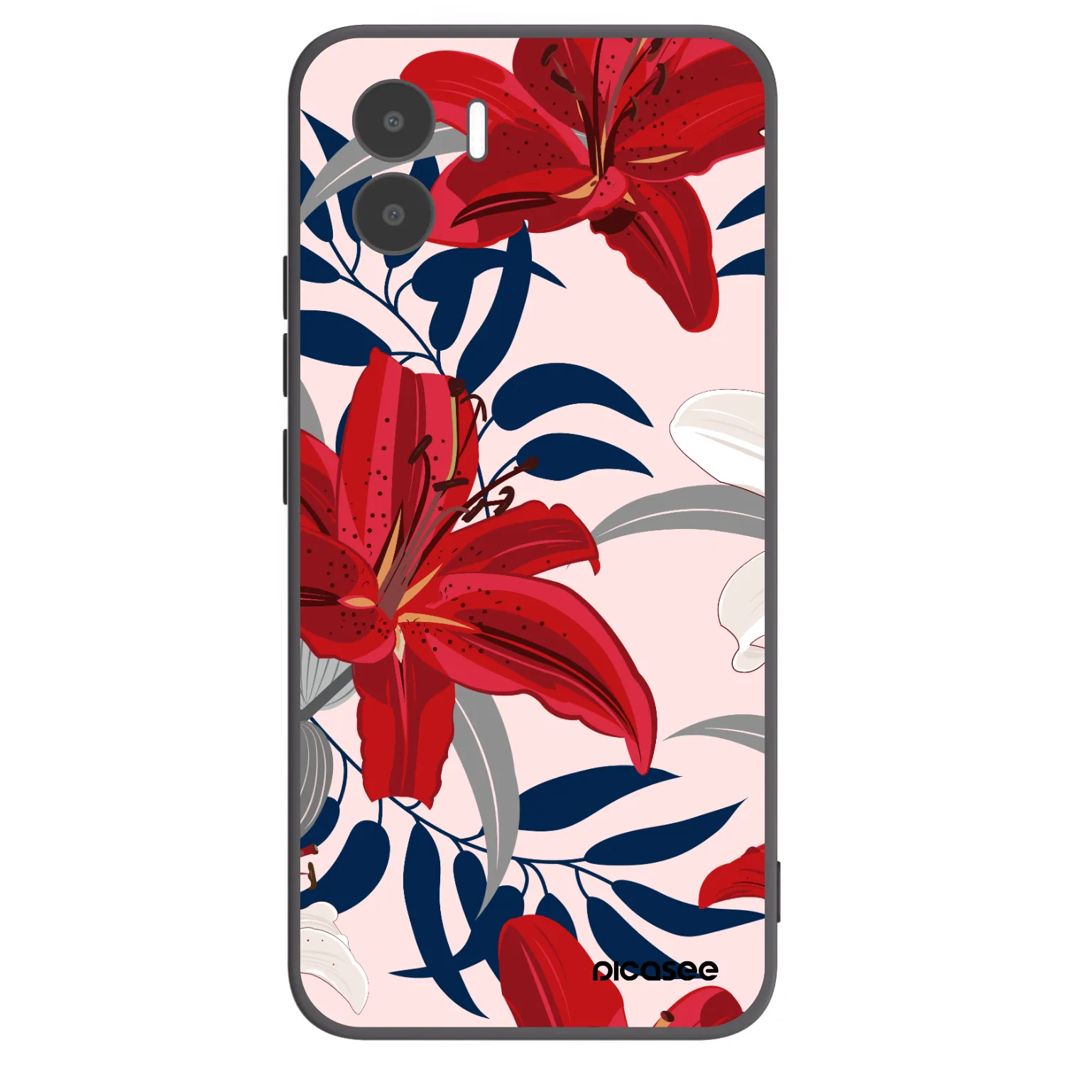 Picasee Xiaomi Redmi A1 Hülle - Schwarzes Silikon - Red Lily