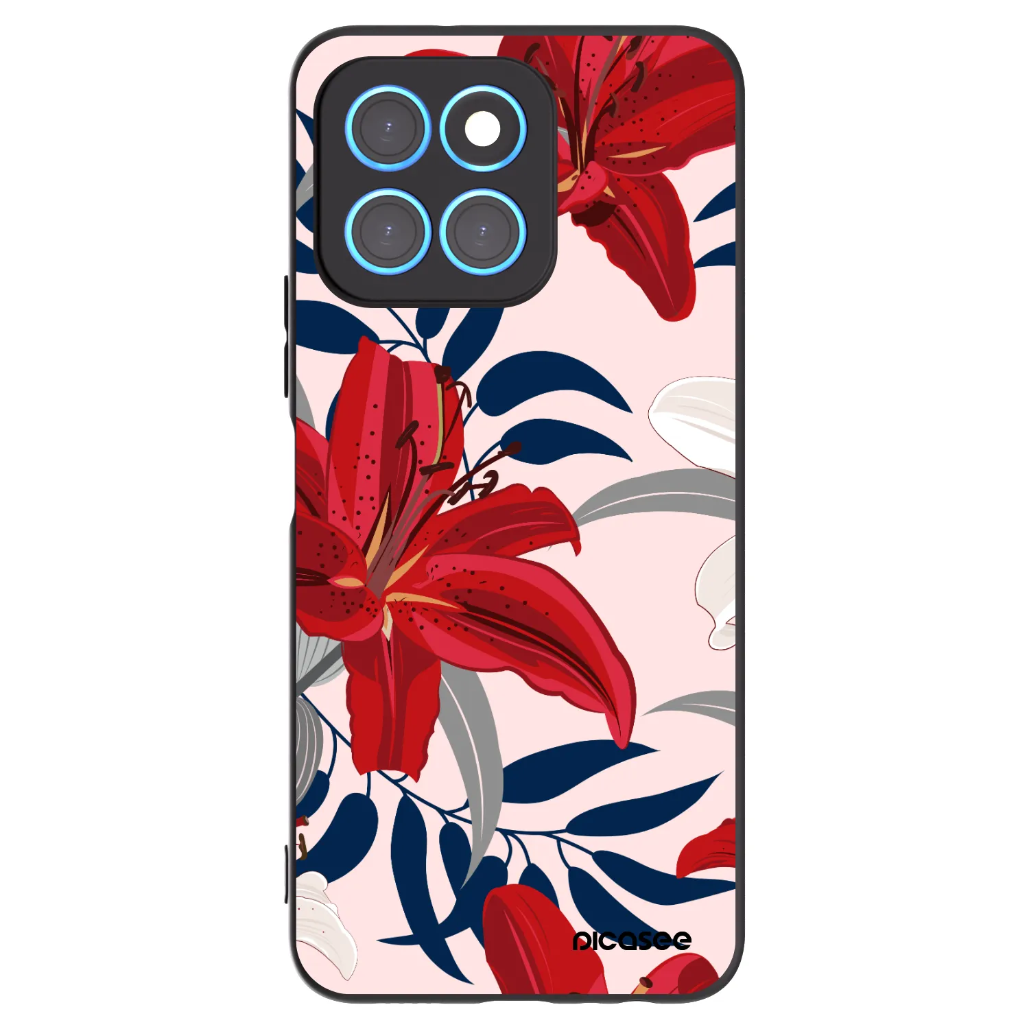 Picasee Honor X8 5G Hülle - Schwarzes Silikon - Red Lily