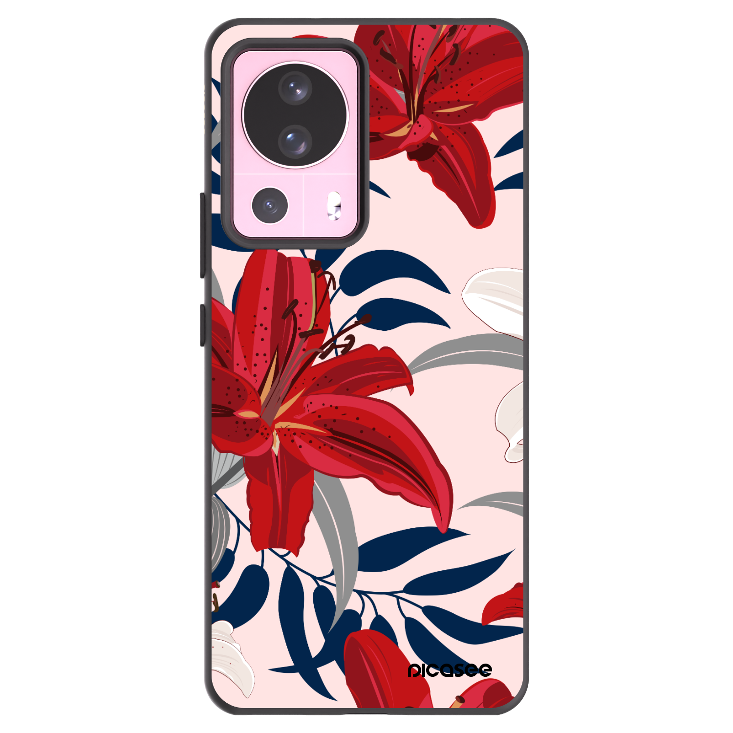 Picasee Xiaomi 13 Lite Hülle - Schwarzes Silikon - Red Lily