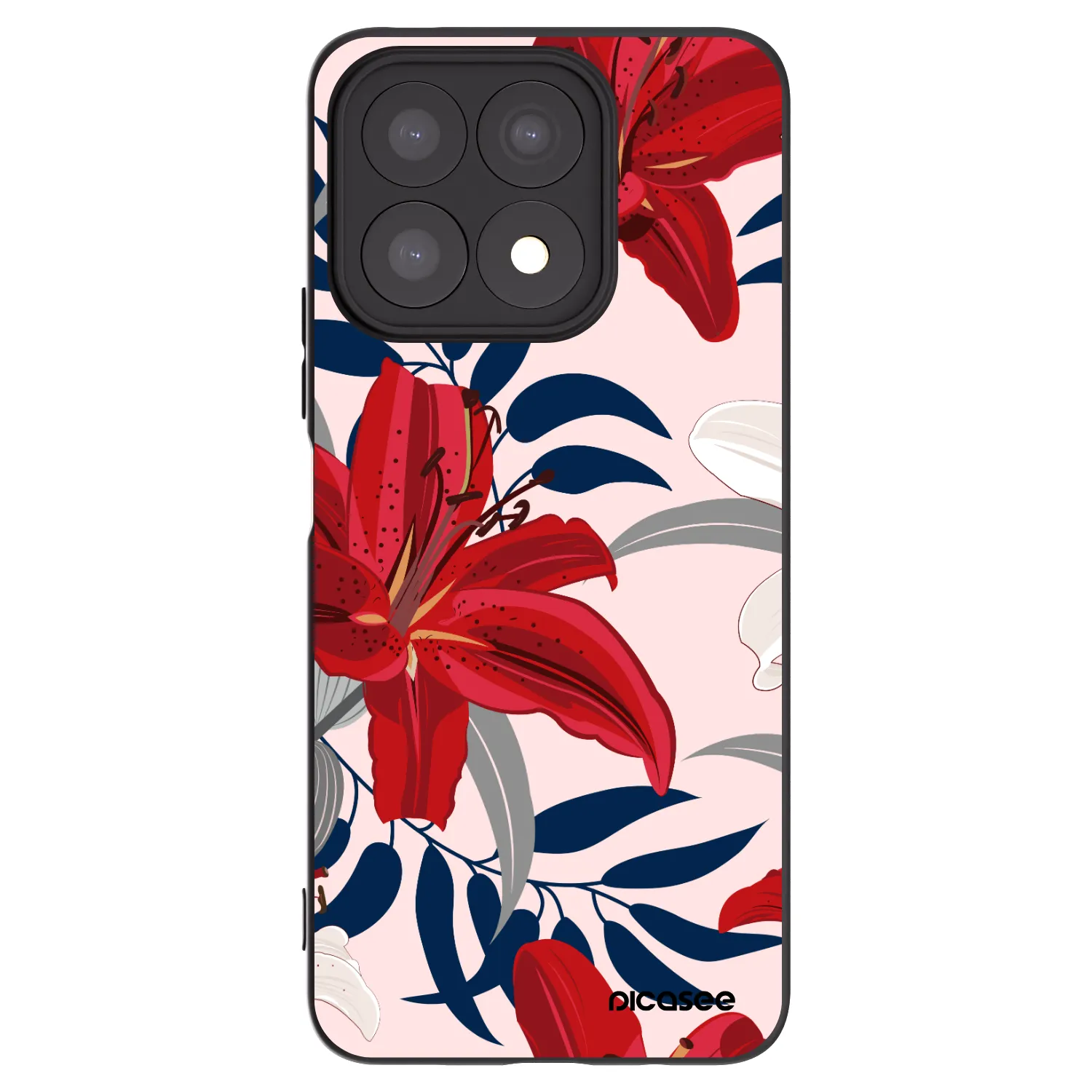 Picasee Honor X8a Hülle - Schwarzes Silikon - Red Lily