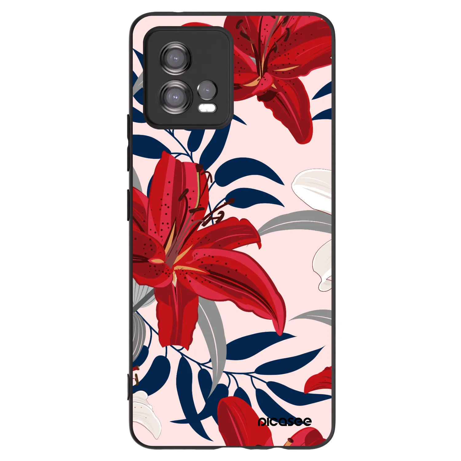 Picasee Motorola Moto G72 Hülle - Schwarzes Silikon - Red Lily
