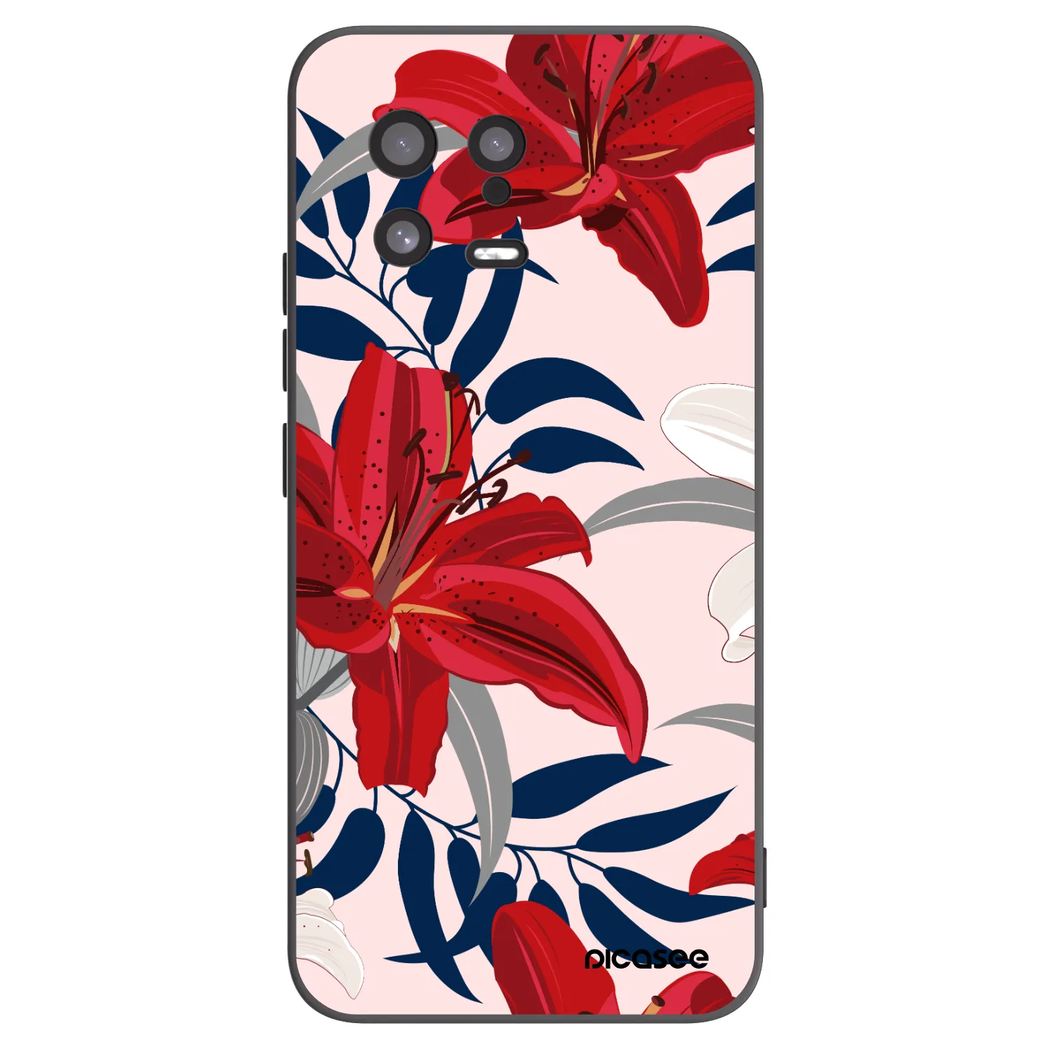 Picasee Xiaomi 13 Hülle - Schwarzes Silikon - Red Lily