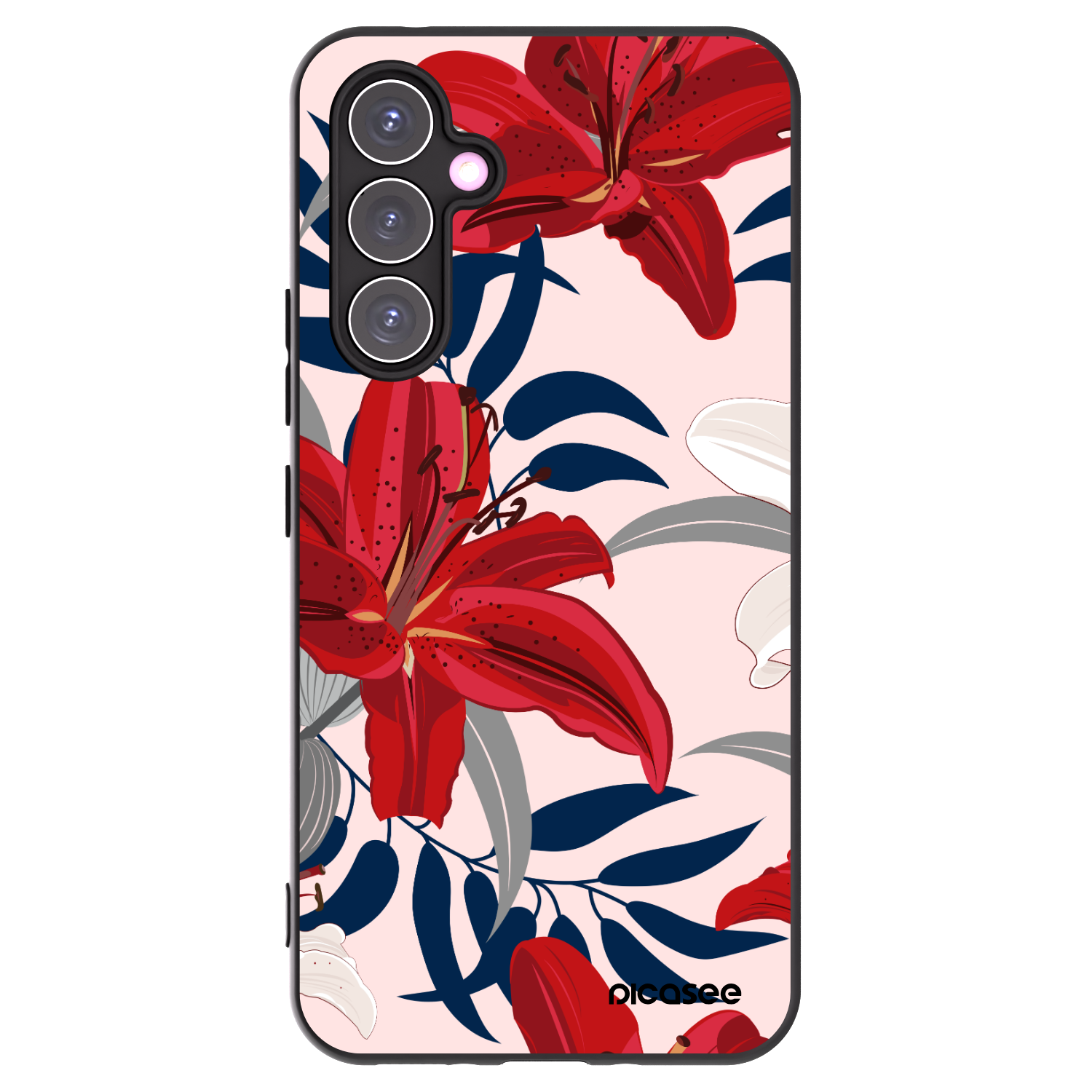 Picasee Samsung Galaxy A54 5G A546B Hülle - Schwarzes Silikon - Red Lily