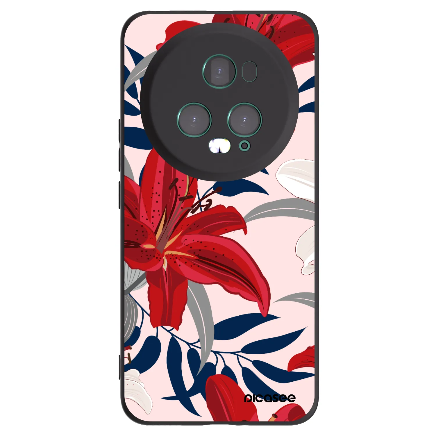 Picasee Honor Magic5 Pro Hülle - Schwarzes Silikon - Red Lily