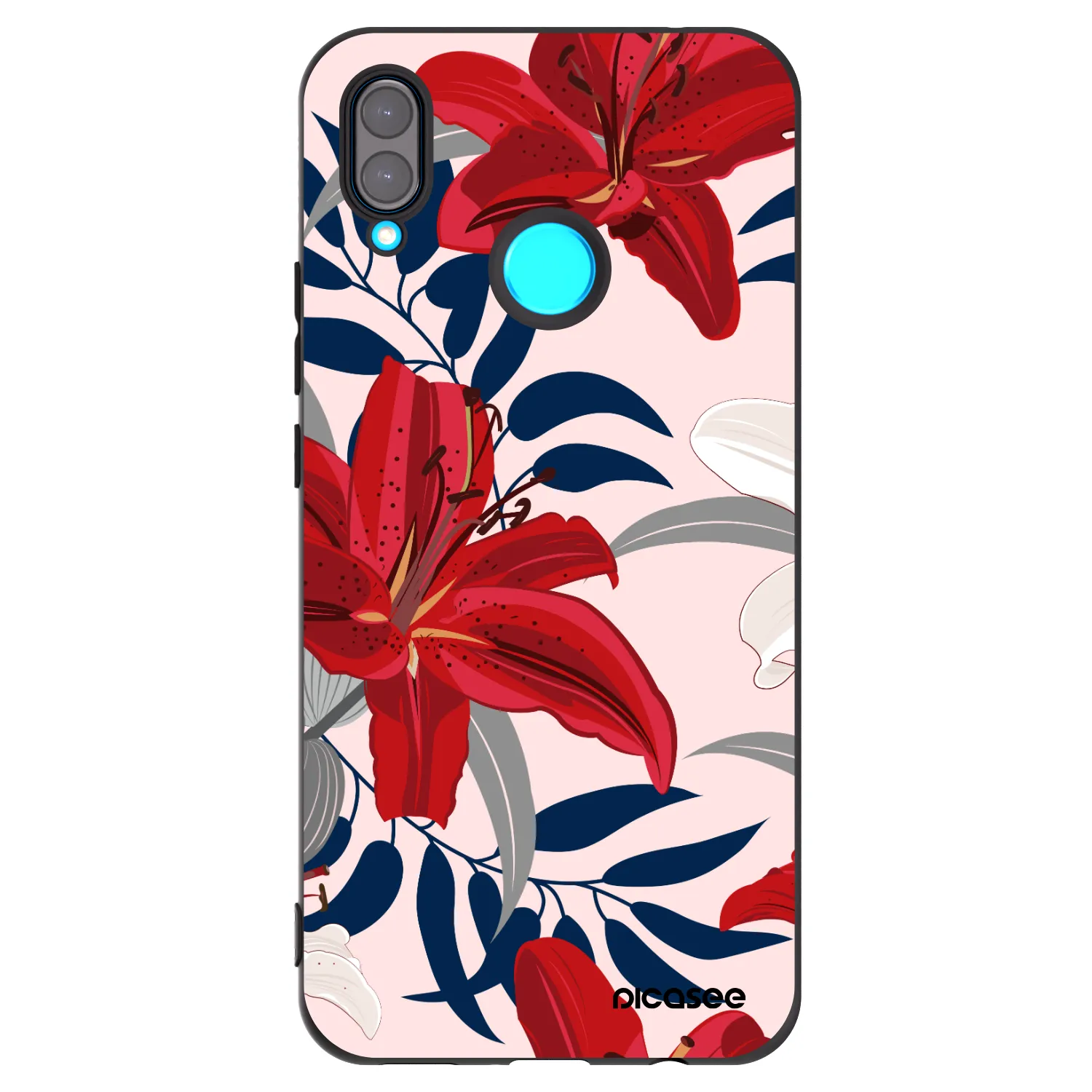 Picasee Huawei Nova 3 Hülle - Schwarzes Silikon - Red Lily