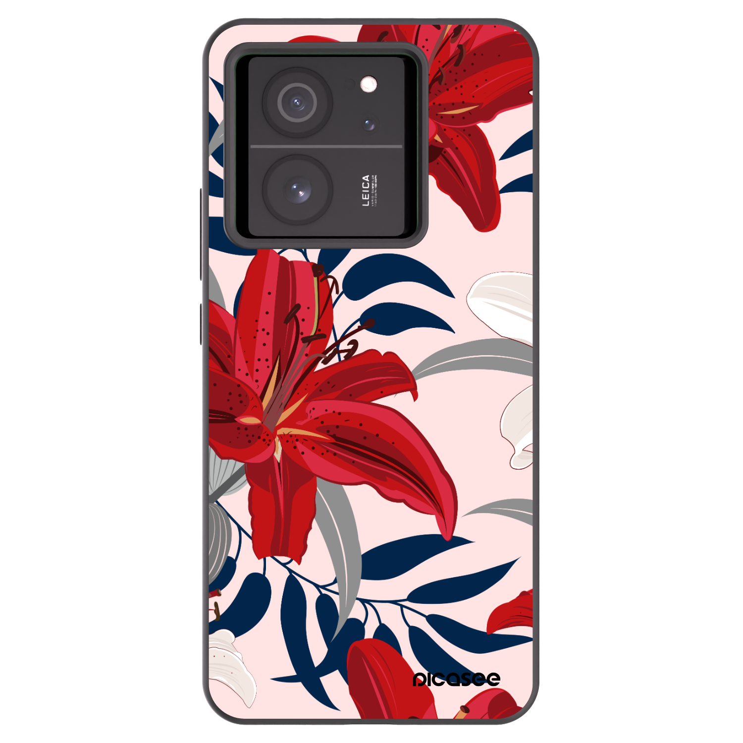 Picasee Xiaomi 13T Hülle - Schwarzes Silikon - Red Lily