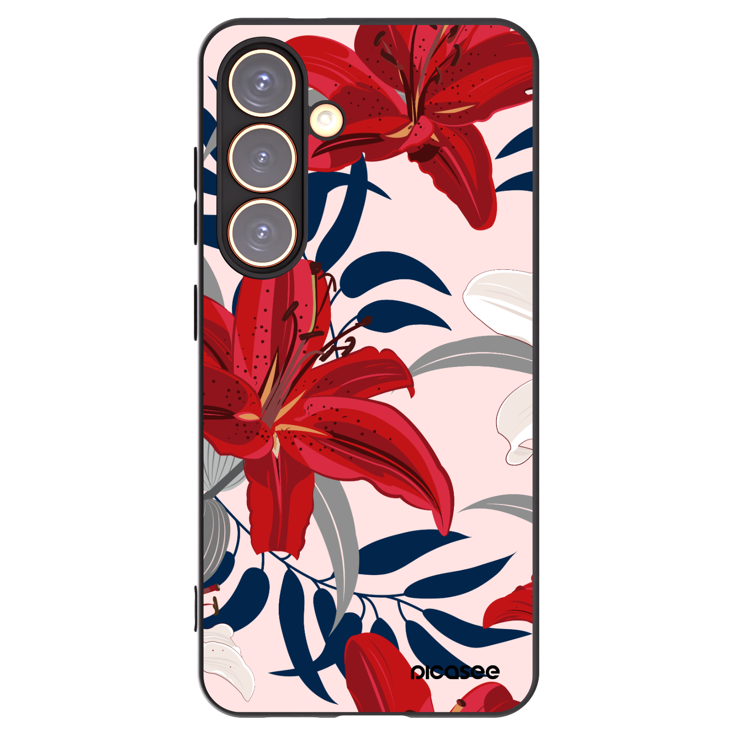 Picasee Samsung Galaxy S24 S921B 5G Hülle - Schwarzes Silikon - Red Lily