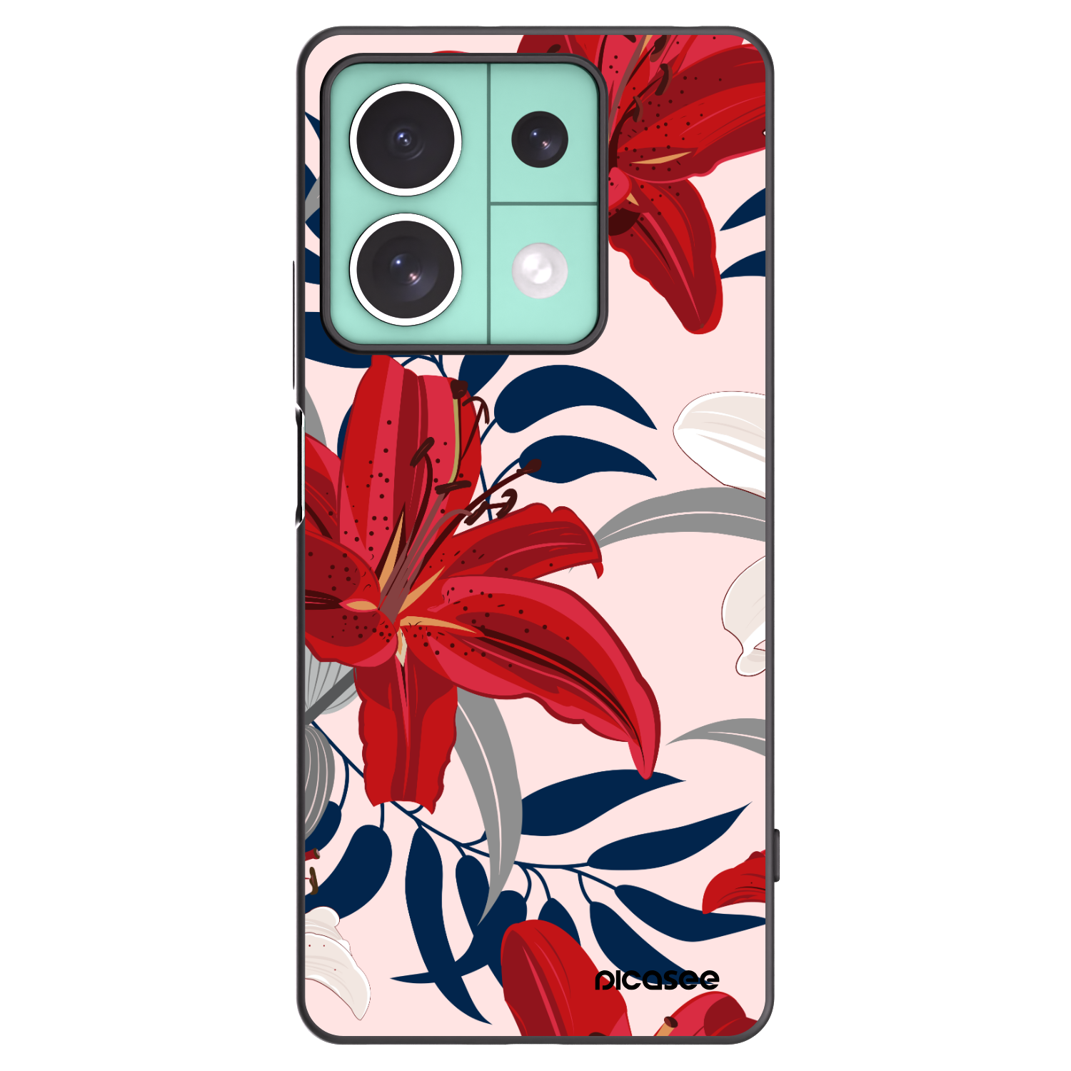 Picasee Xiaomi Redmi Note 13 5G Hülle - Schwarzes Silikon - Red Lily