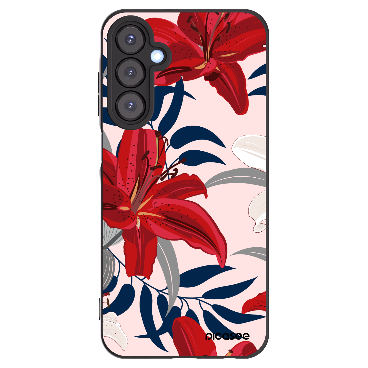 Picasee Samsung Galaxy A25 A256B 5G Hülle - Schwarzes Silikon - Red Lily