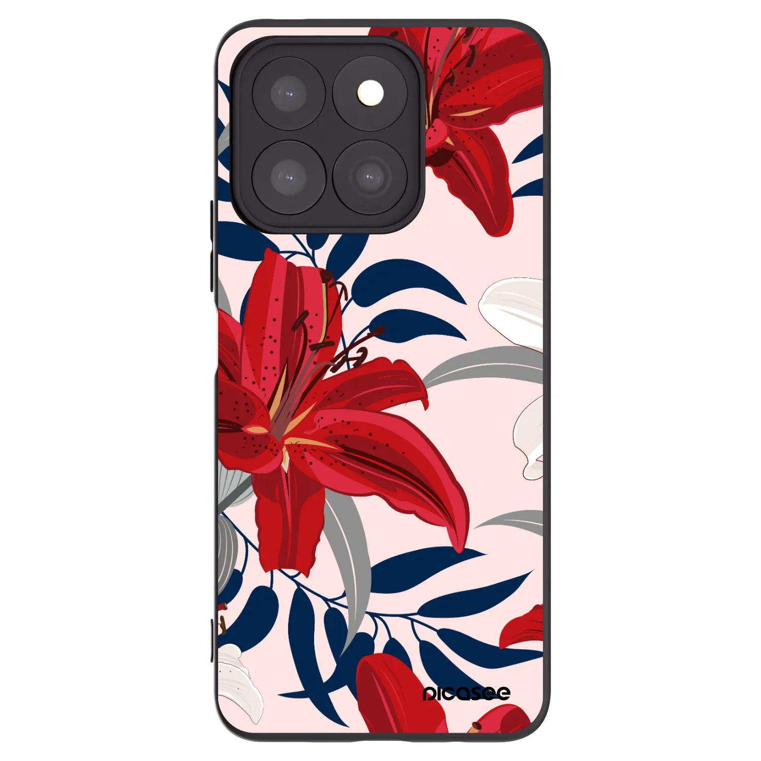 Picasee Honor X8b Hülle - Schwarzes Silikon - Red Lily