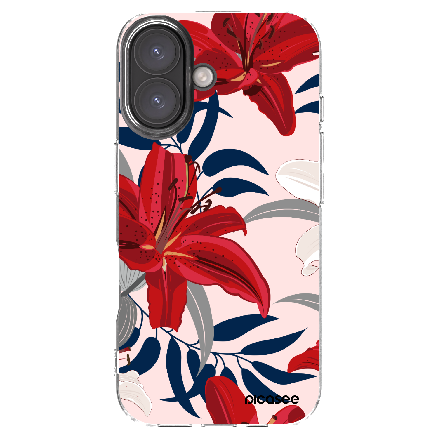 Picasee Apple iPhone 16 Hülle - Transparentes Silikon - Red Lily