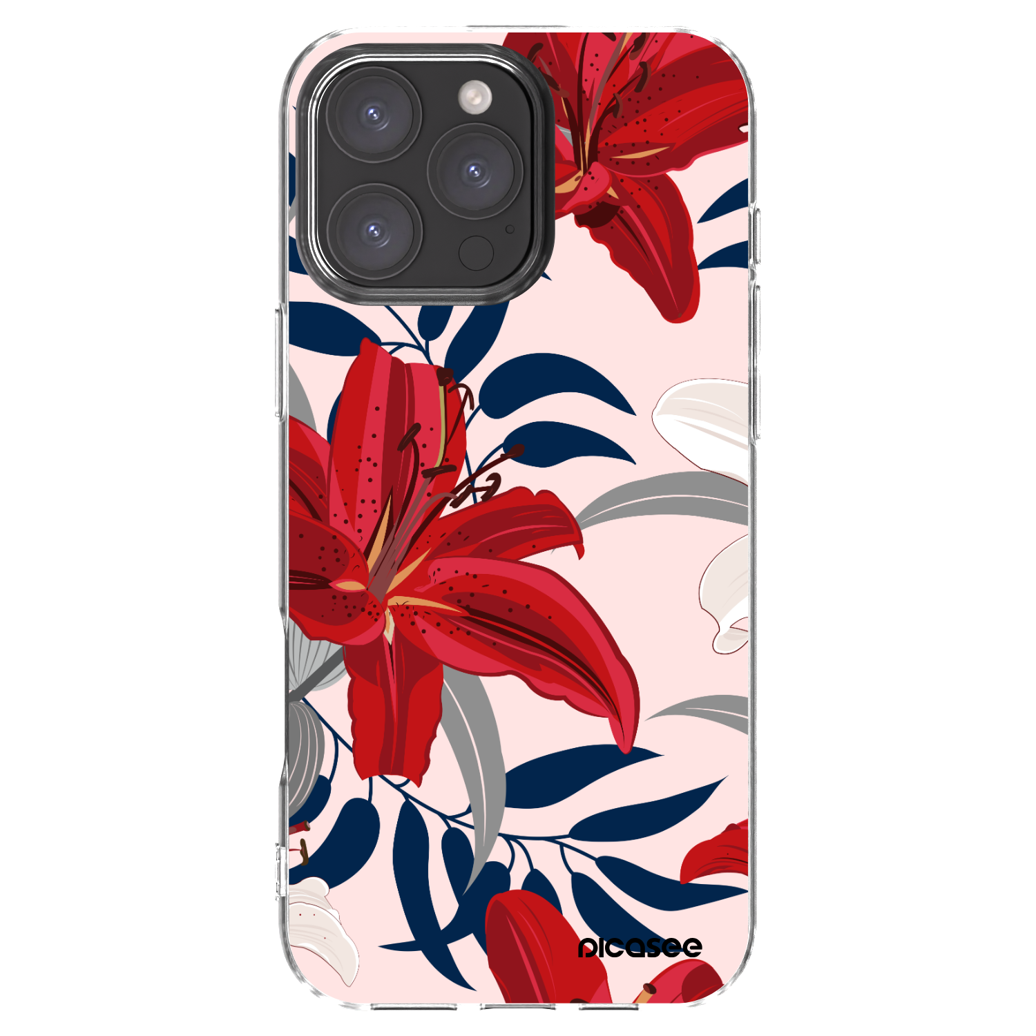 Picasee Apple iPhone 16 Pro Max Hülle - Transparentes Silikon - Red Lily