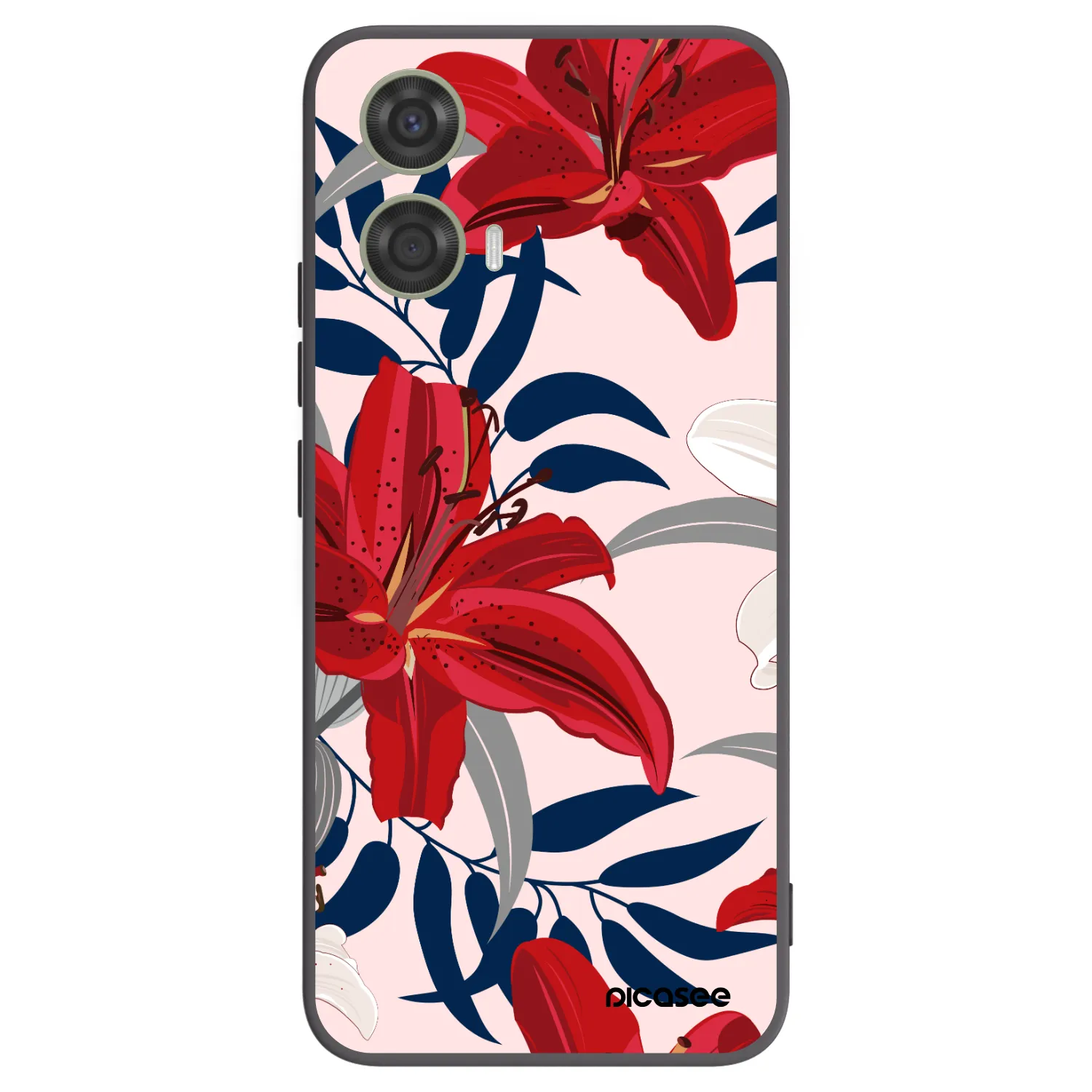 Picasee Motorola Moto G24 Hülle - Schwarzes Silikon - Red Lily