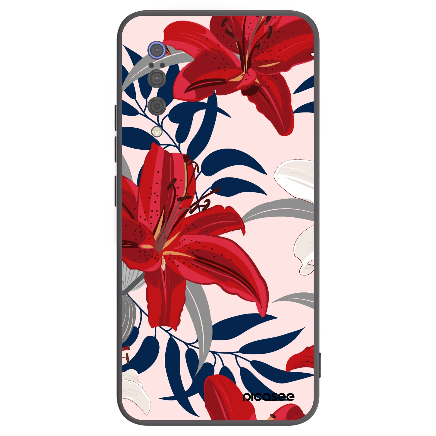 Picasee Xiaomi Mi 9 Hülle - Schwarzes Silikon - Red Lily