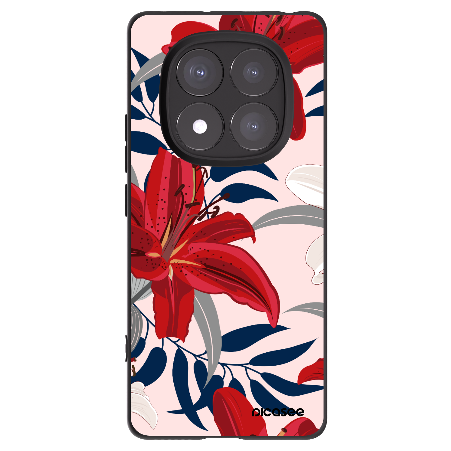 Picasee Xiaomi Redmi Note 14 Pro+ 5G Hülle - Schwarzes Silikon - Red Lily