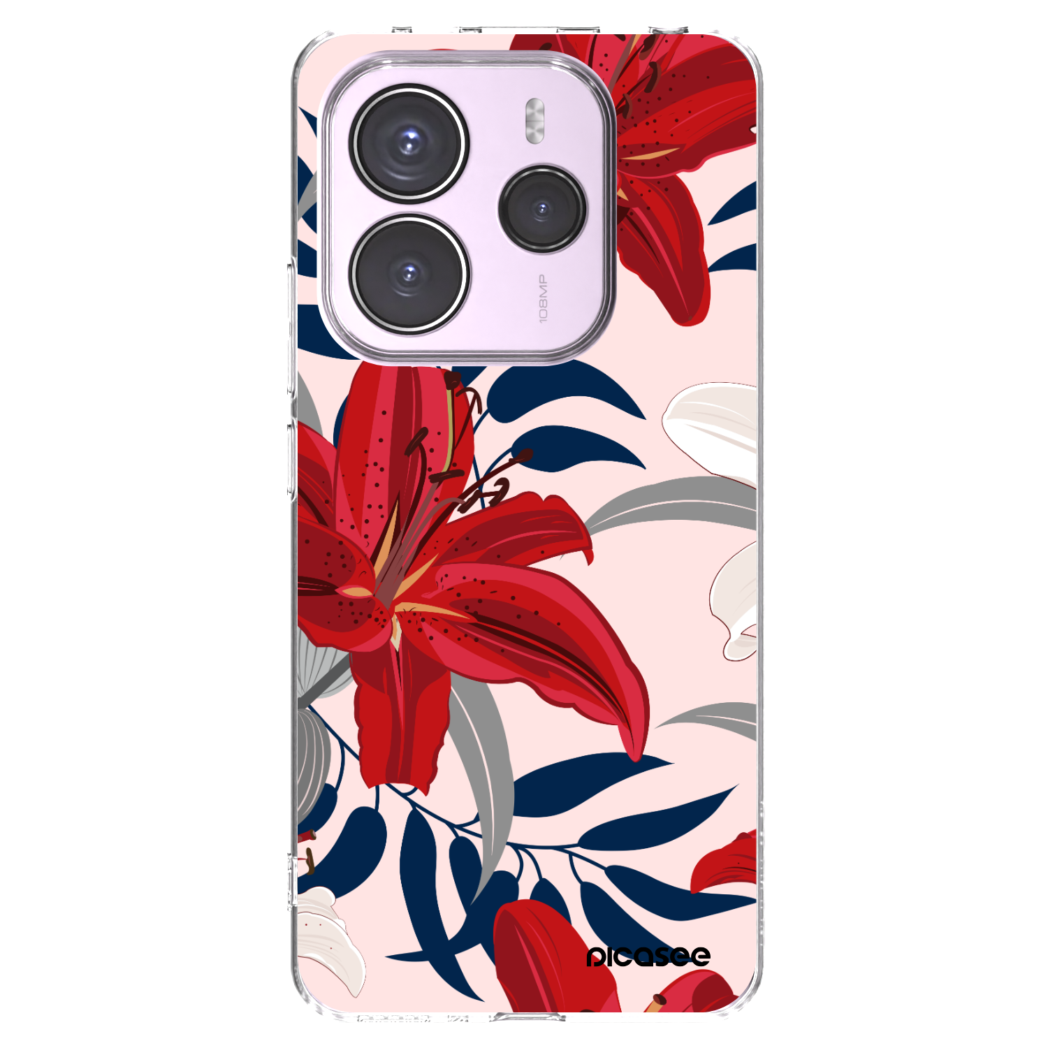 Picasee Xiaomi Redmi Note 14 5G Hülle - Transparentes Silikon - Red Lily