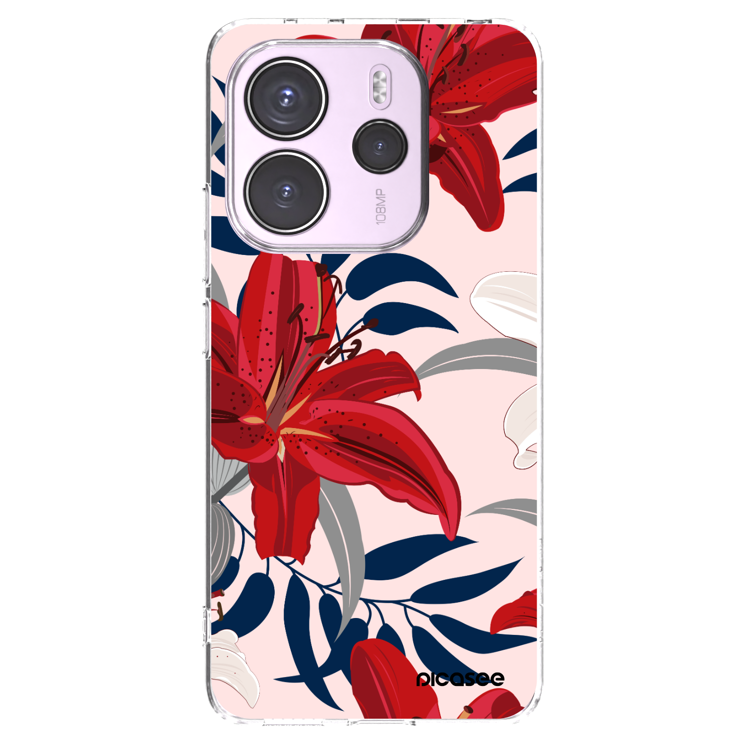 Picasee Xiaomi Redmi Note 14 4G Hülle - Transparentes Silikon - Red Lily