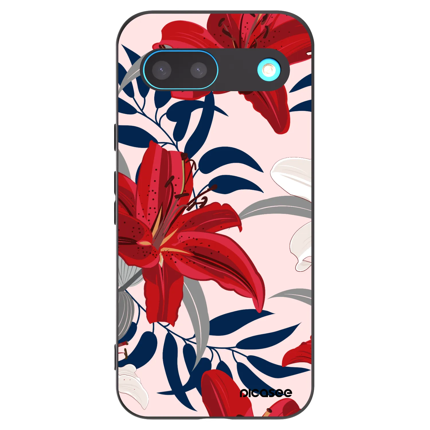 Picasee Google Pixel 8 Hülle - Schwarzes Silikon - Red Lily