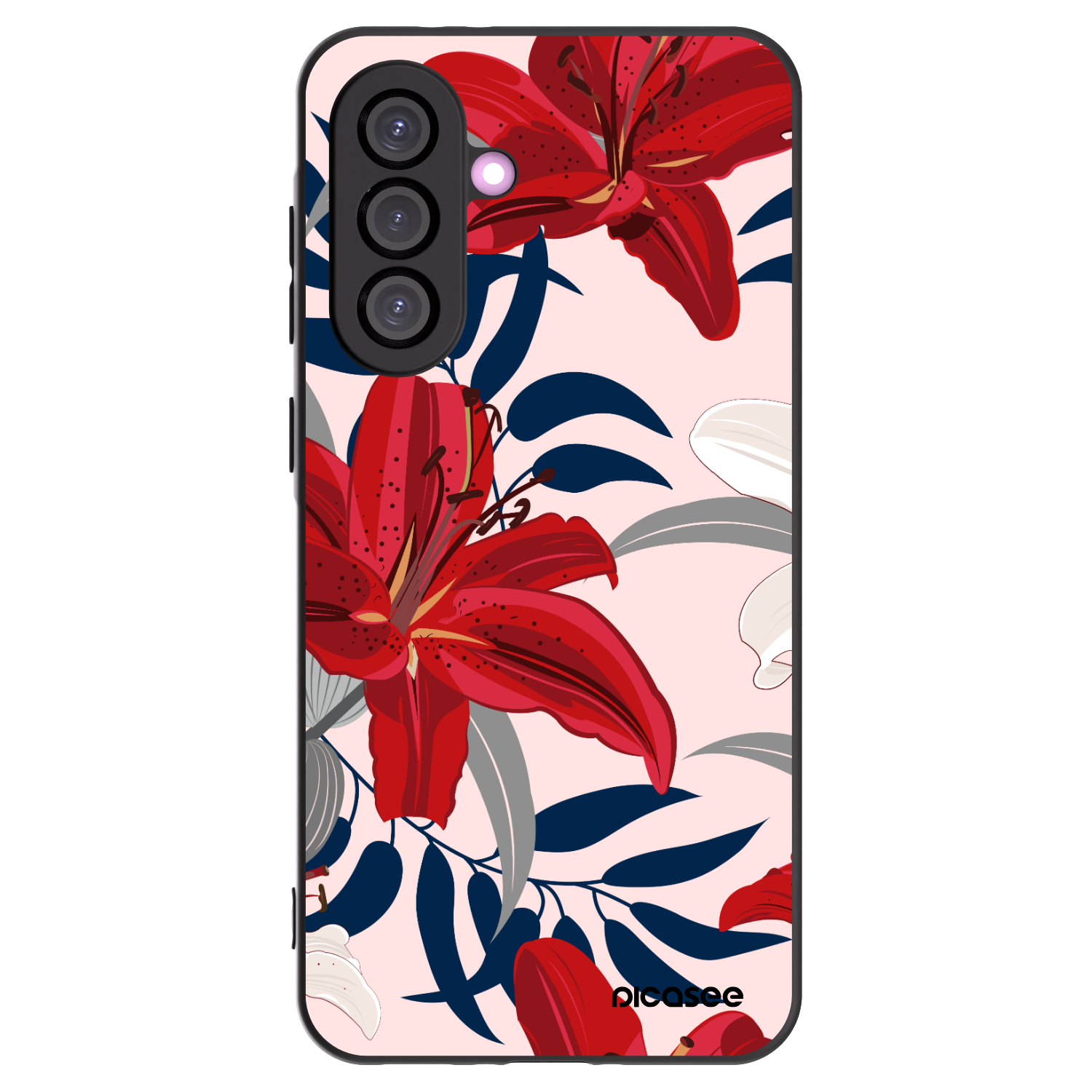 Picasee Samsung Galaxy A36 5G Hülle - Schwarzes Silikon - Red Lily