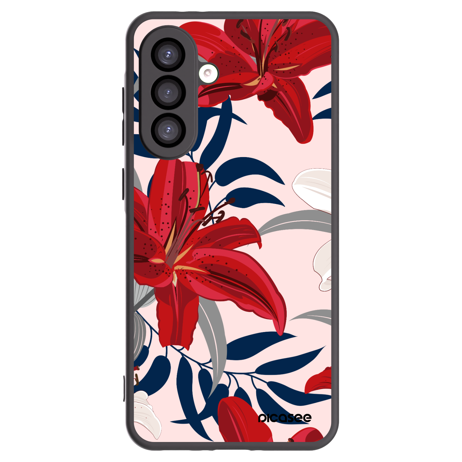 Picasee Samsung Galaxy A26 5G A266B Hülle - Schwarzes Silikon - Red Lily