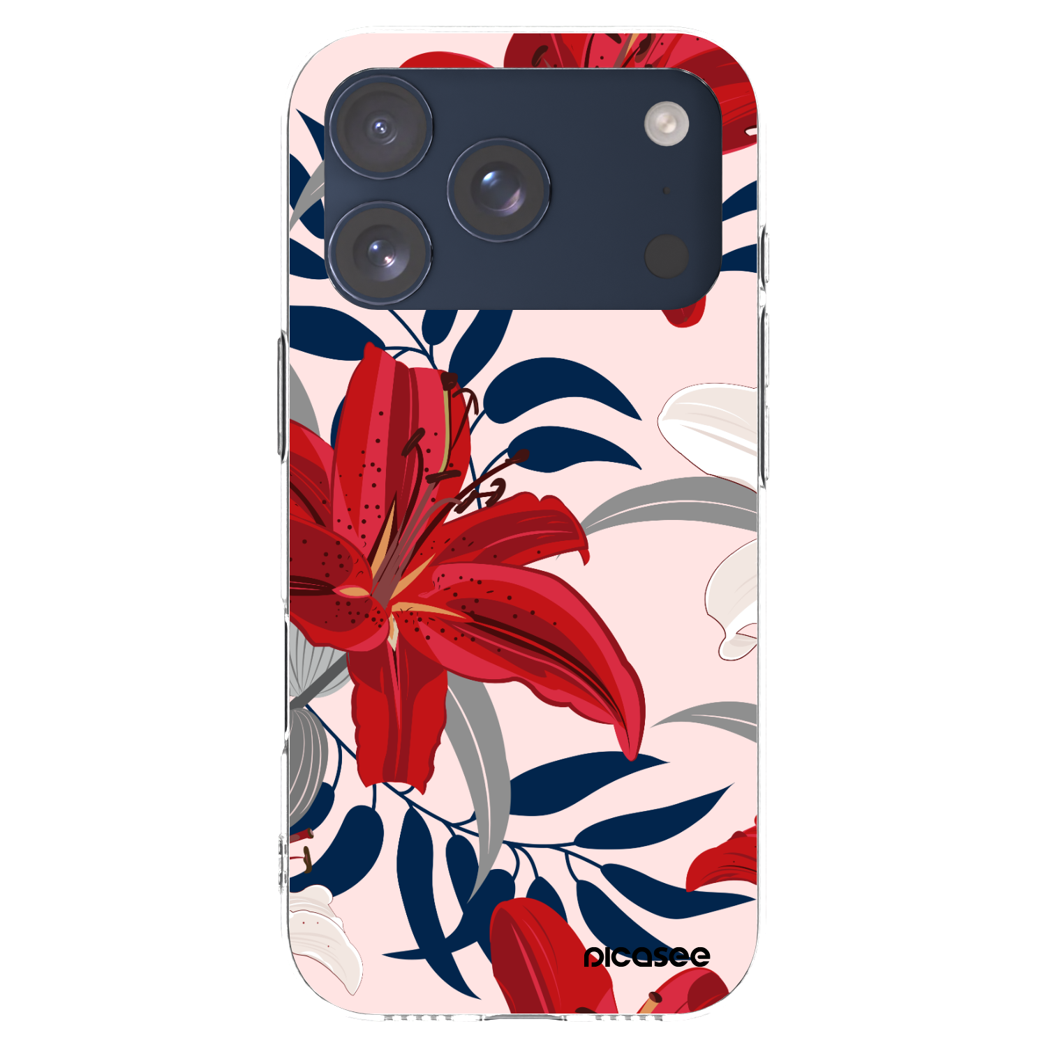 Picasee Apple iPhone 17 Pro Hülle - Transparentes Silikon - Red Lily
