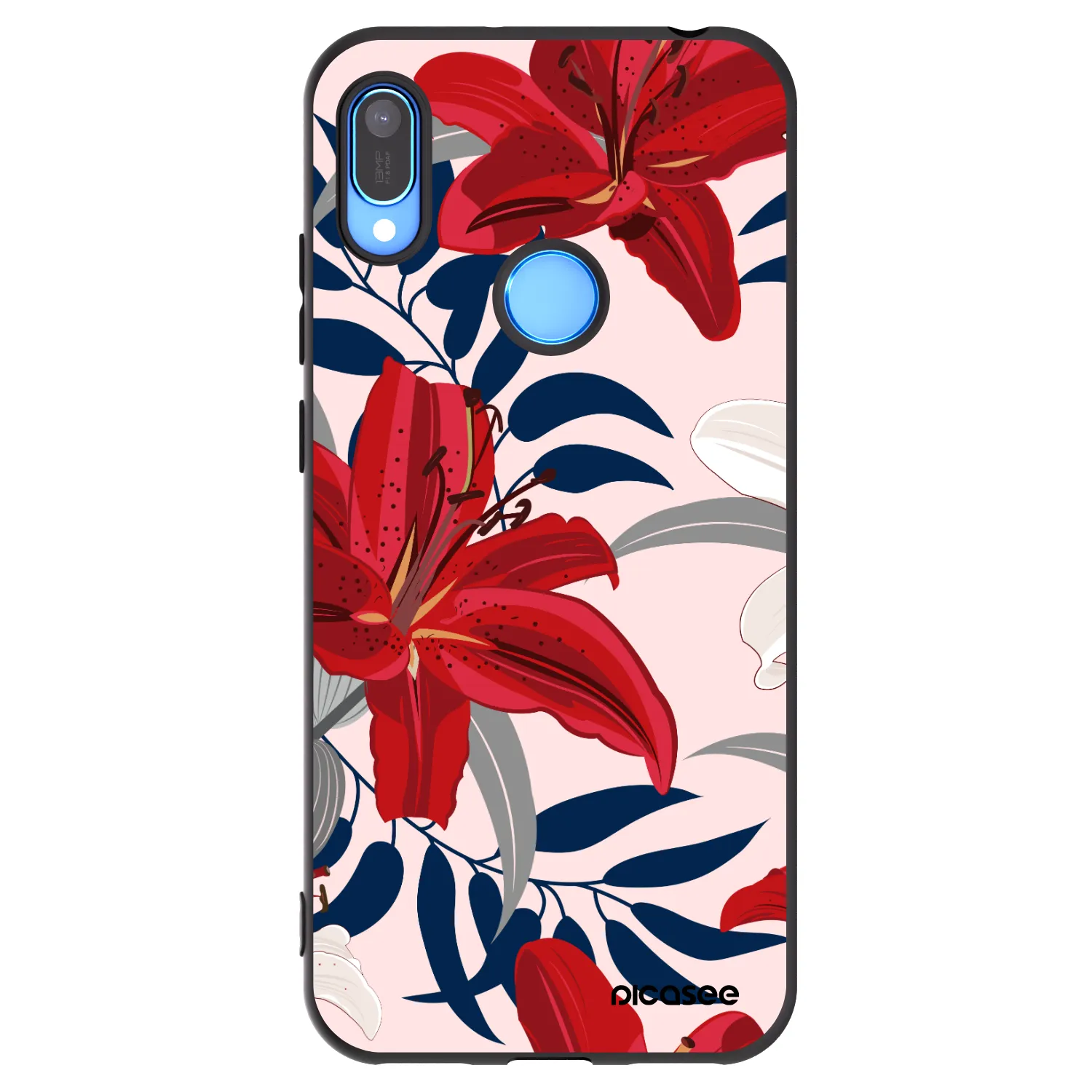 Picasee Huawei Y6 2019 Hülle - Schwarzes Silikon - Red Lily