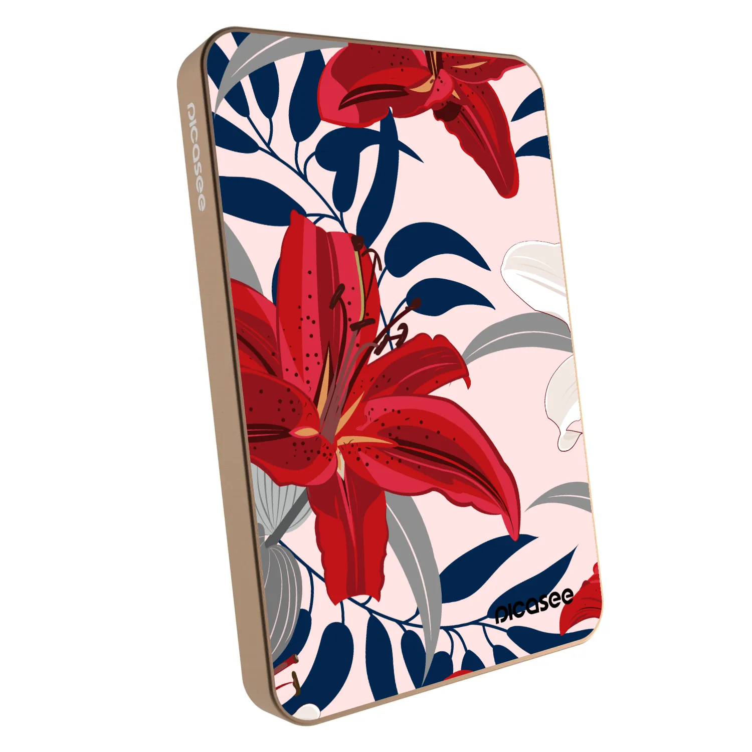 Picasee Powerbank mit MagSafe 5 000 mAh Golden - Red Lily