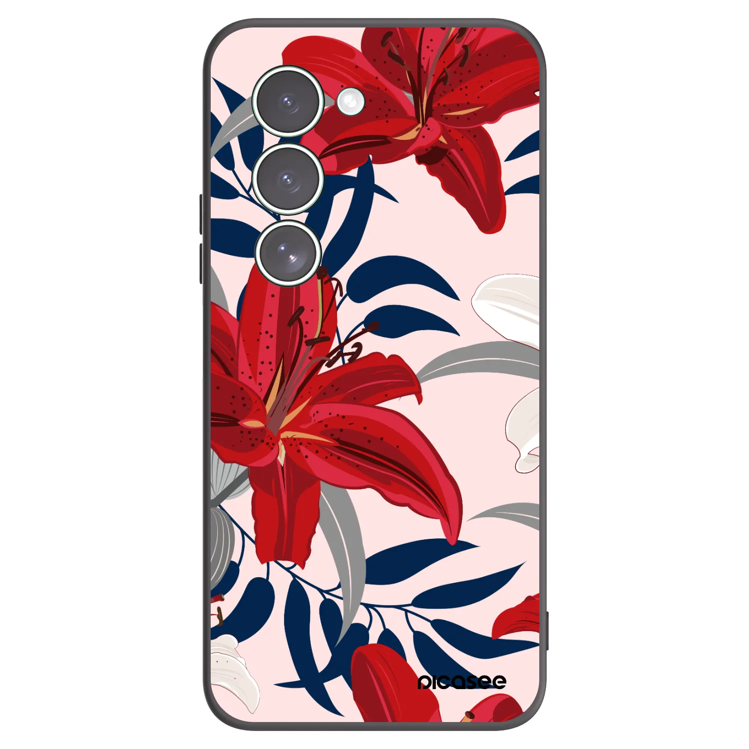 Picasee Xiaomi Redmi 15 5G Hülle - Schwarzes Silikon - Red Lily