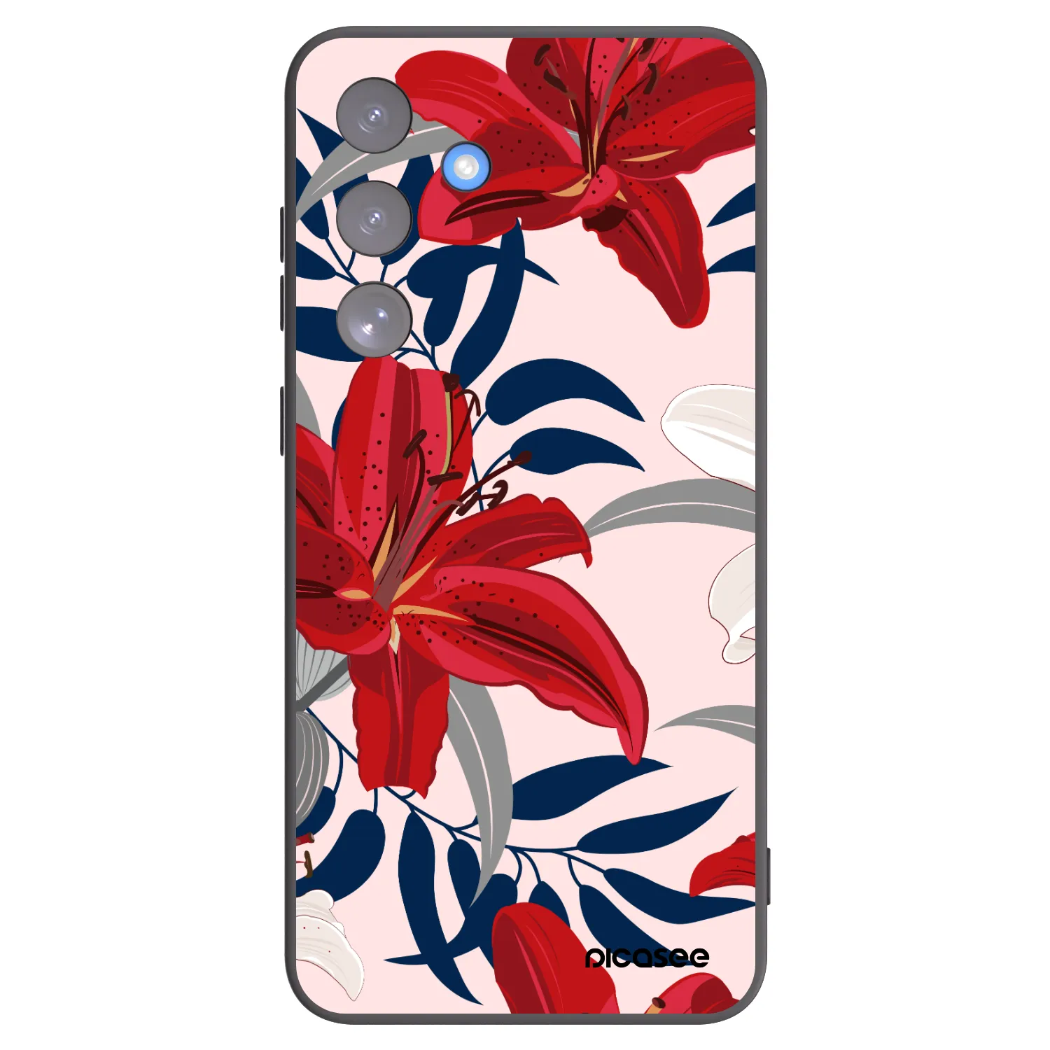 Picasee Samsung Galaxy S25 FE 5G Hülle - Schwarzes Silikon - Red Lily
