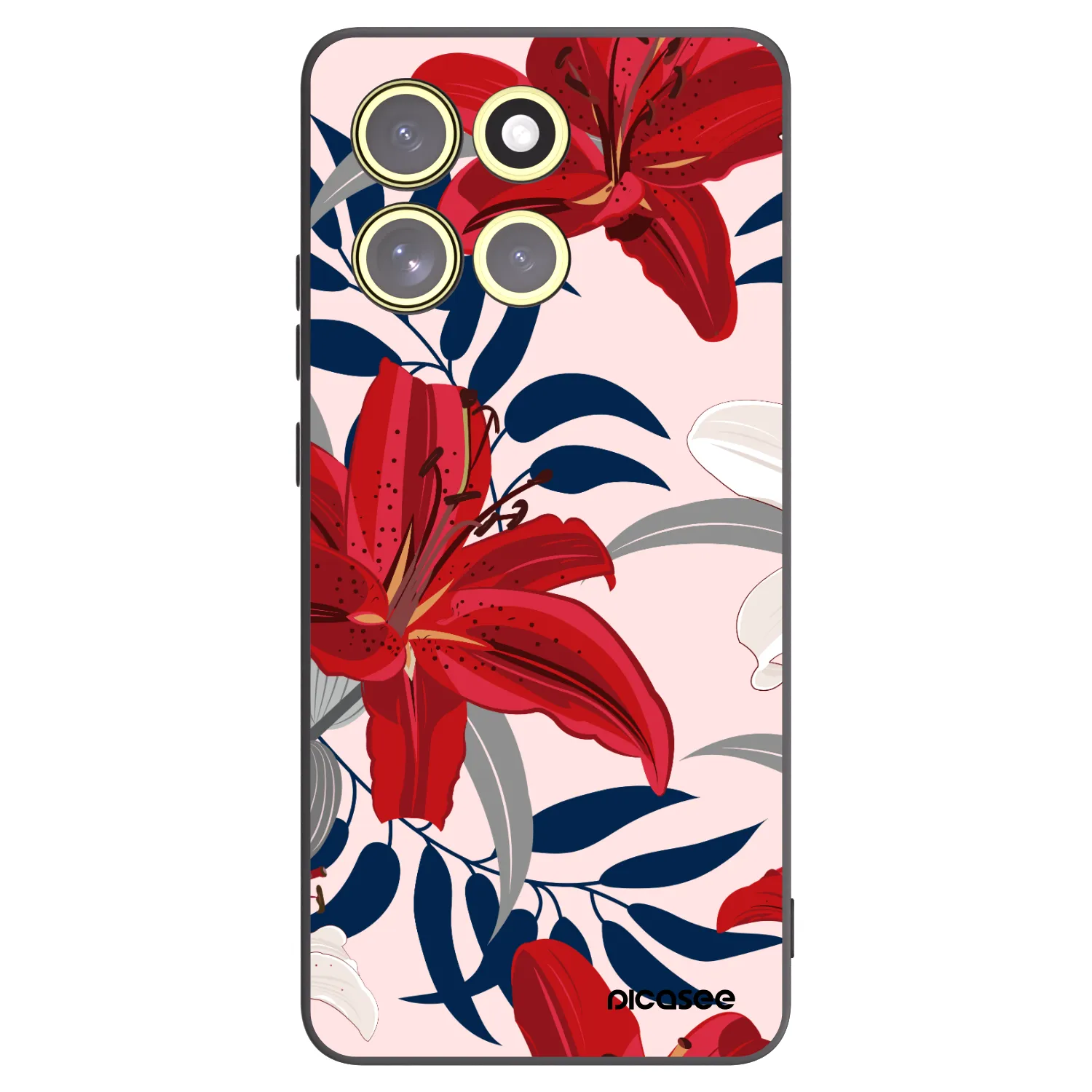 Picasee Motorola Moto G86 Power 5G Hülle - Schwarzes Silikon - Red Lily
