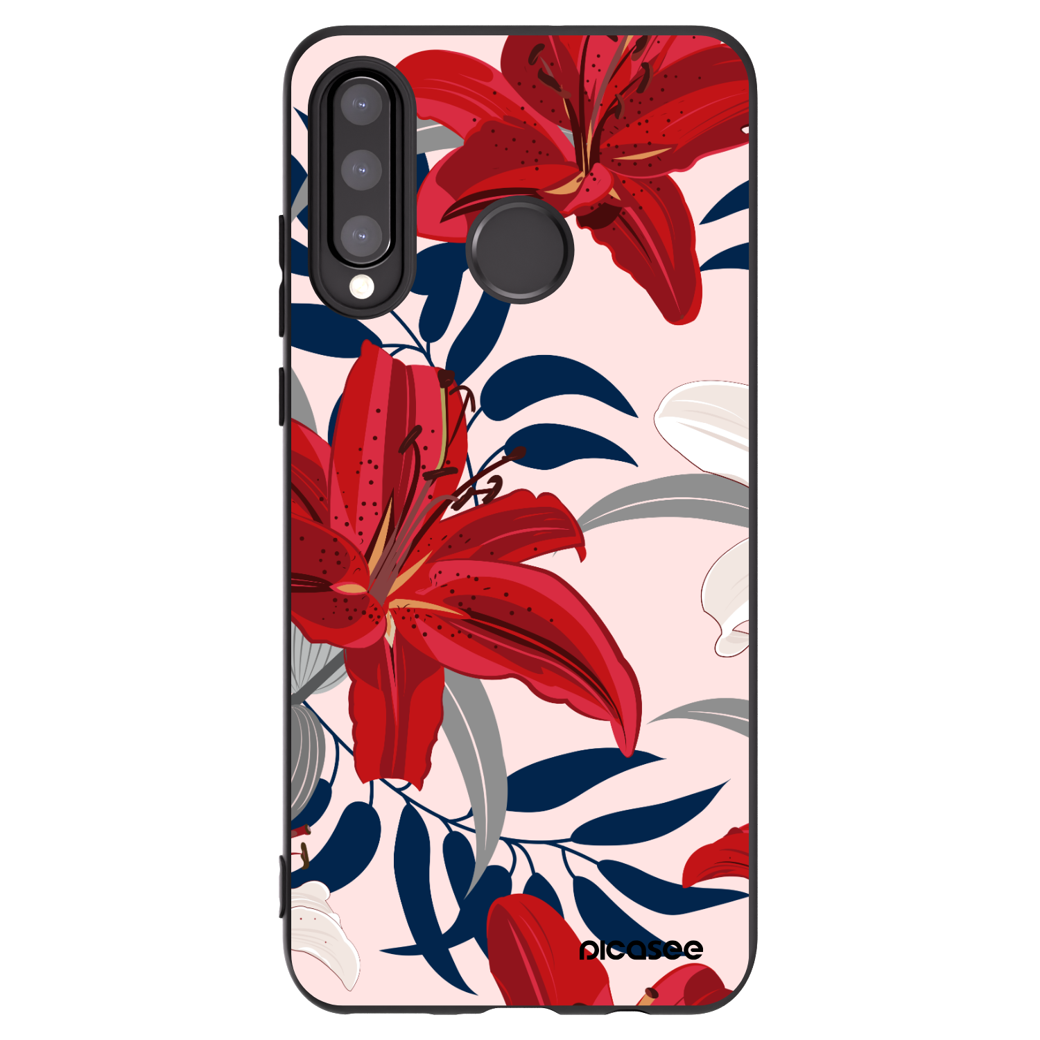 Picasee Huawei P30 Lite Hülle - Schwarzes Silikon - Red Lily