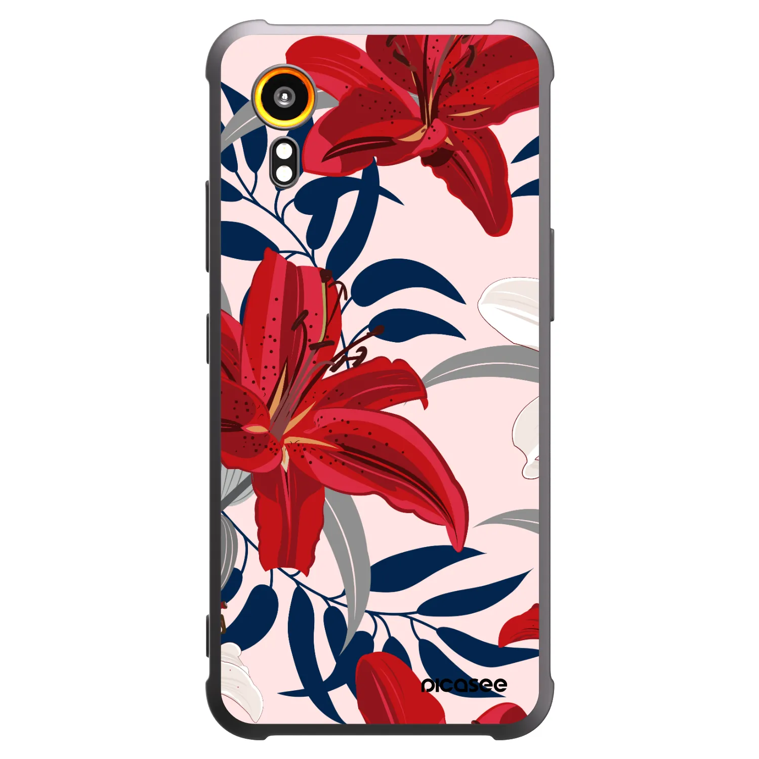 Picasee Samsung Galaxy Xcover 7 Hülle - Schwarzes Silikon - Red Lily