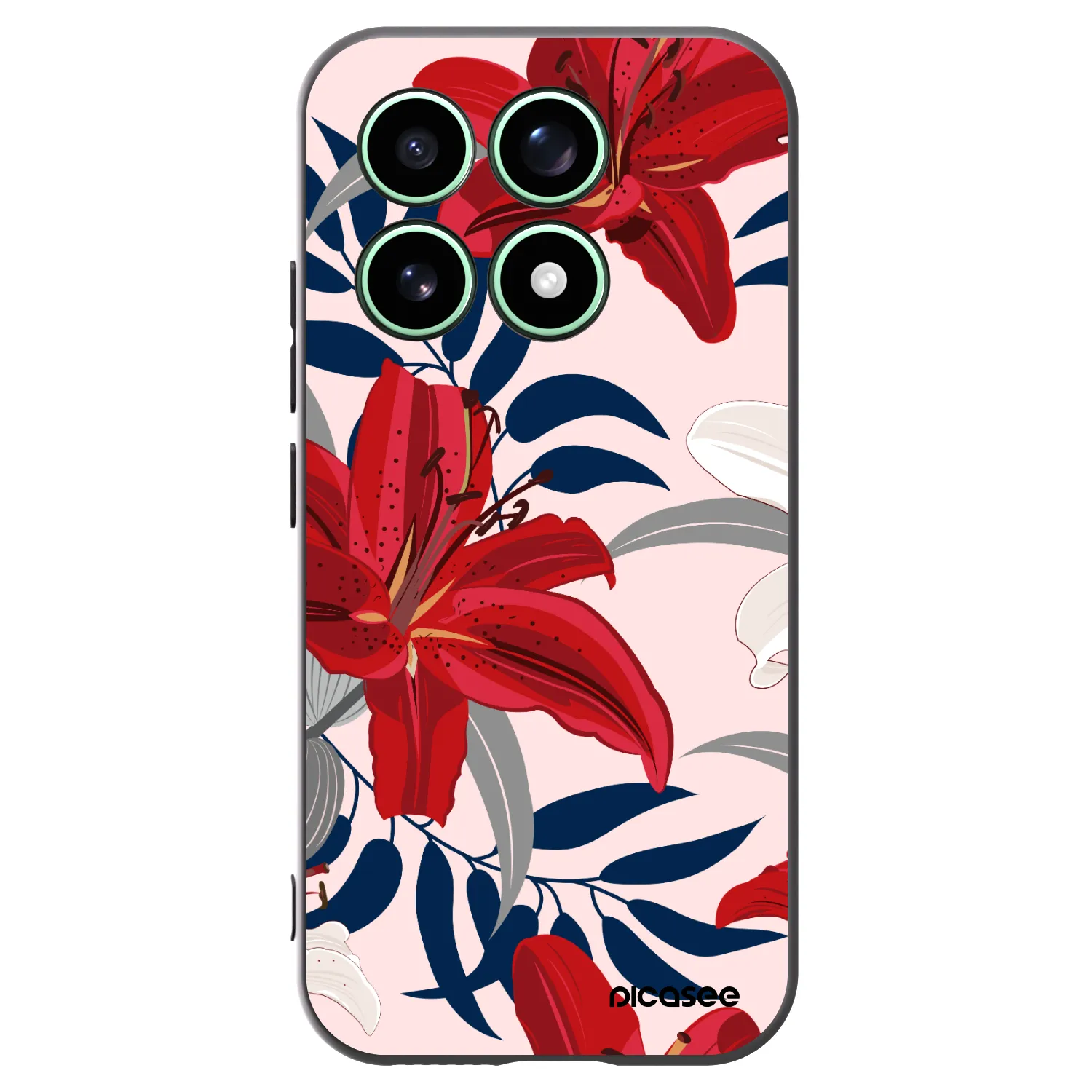 Picasee Xiaomi 17 Hülle - Schwarzes Silikon - Red Lily