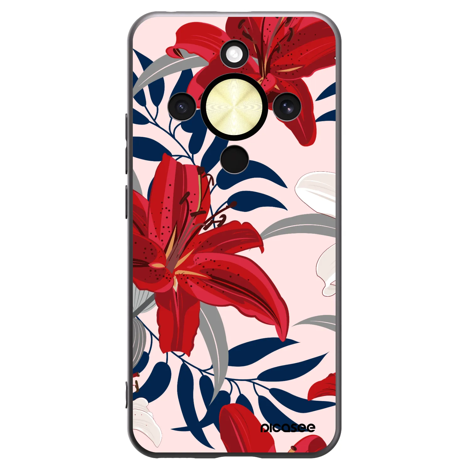Picasee Honor Magic8 Lite 5G Hülle - Schwarzes Silikon - Red Lily